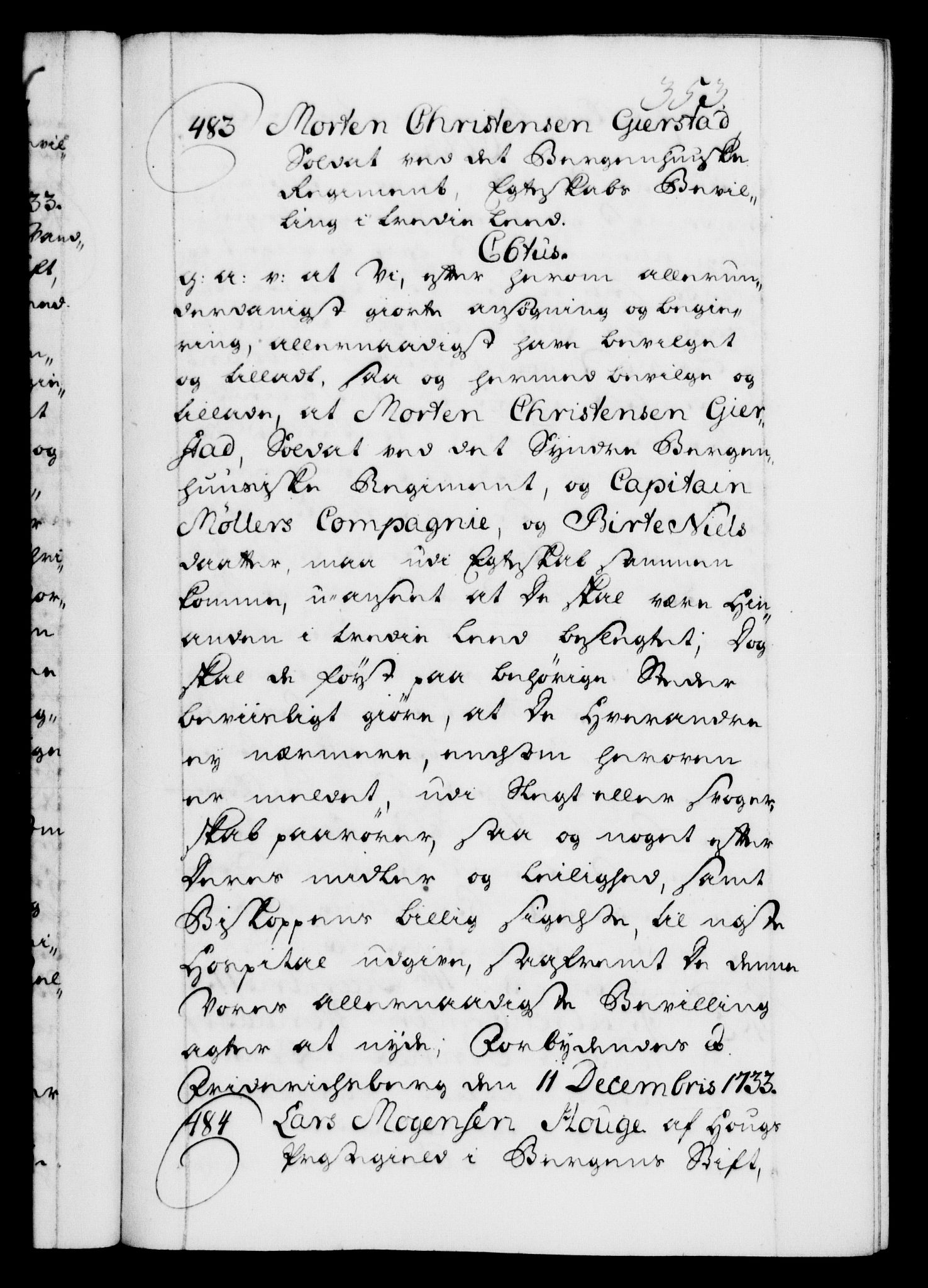 Danske Kanselli 1572-1799, AV/RA-EA-3023/F/Fc/Fca/Fcaa/L0028: Norske registre, 1733-1734, s. 353a