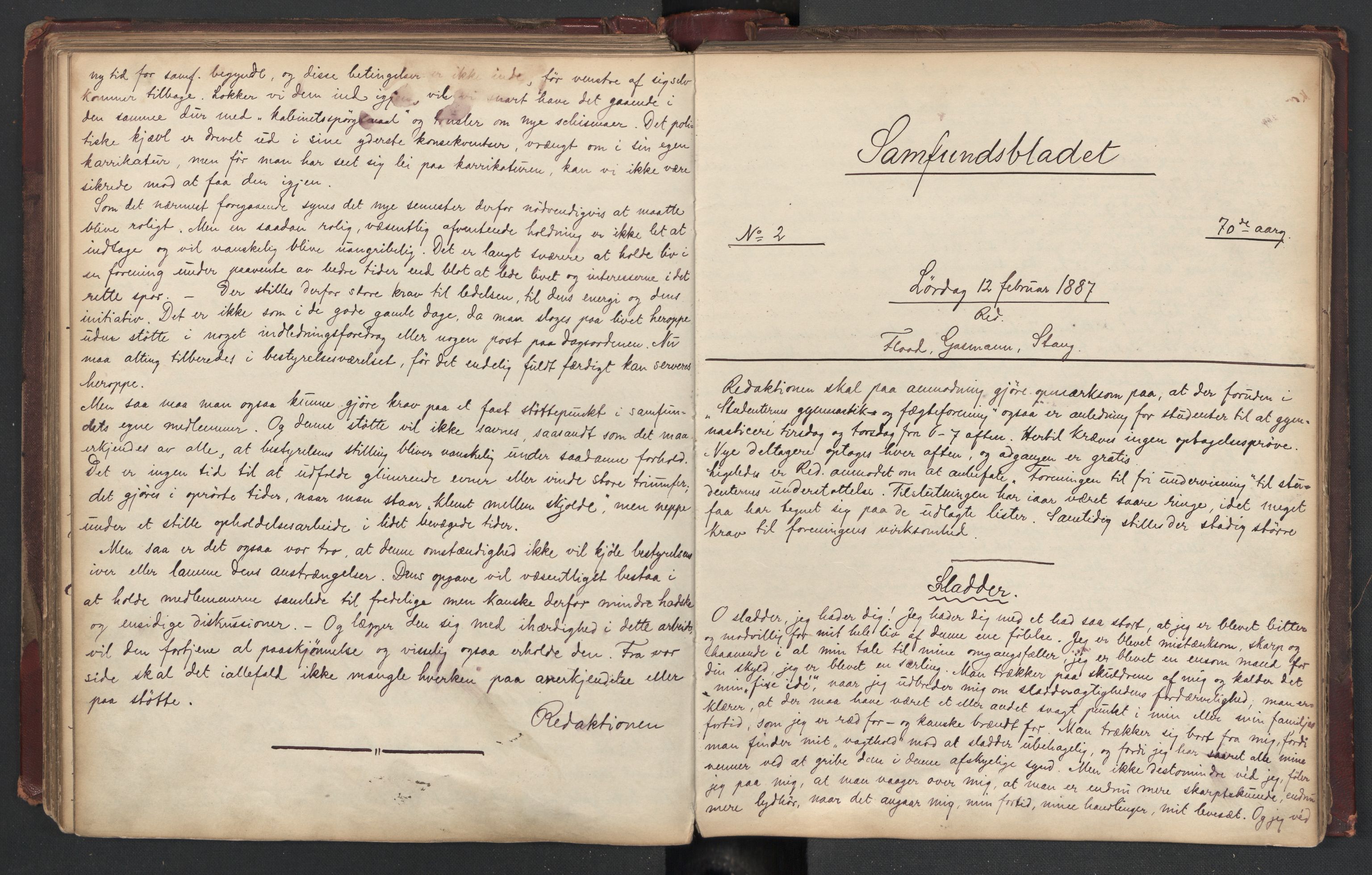 Det Norske Studentersamfund, AV/RA-PA-1322/X/Xa/L0012/0002: -- / Samfundsbladet, 1884-1887, s. 198