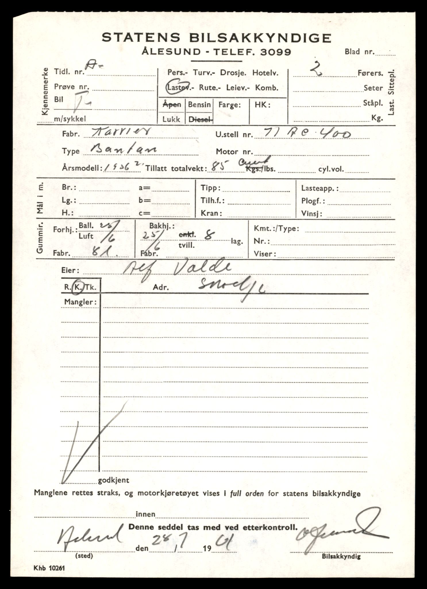 Møre og Romsdal vegkontor - Ålesund trafikkstasjon, AV/SAT-A-4099/F/Fe/L0036: Registreringskort for kjøretøy T 12831 - T 13030, 1927-1998, s. 535