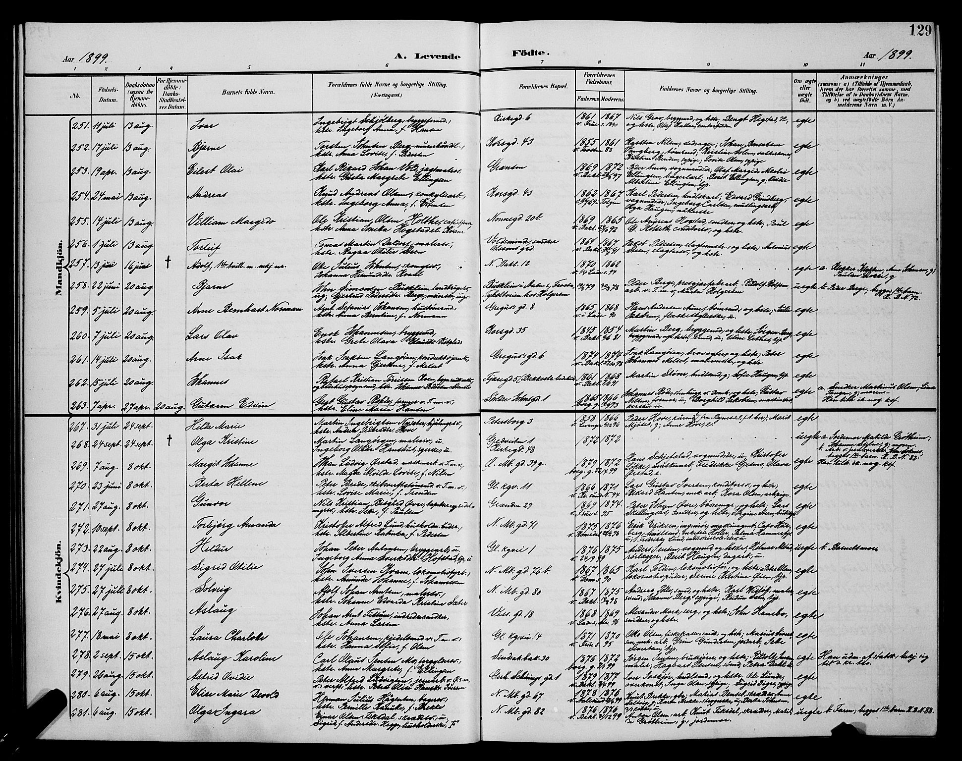 Ministerialprotokoller, klokkerbøker og fødselsregistre - Sør-Trøndelag, SAT/A-1456/604/L0225: Klokkerbok nr. 604C08, 1895-1899, s. 129