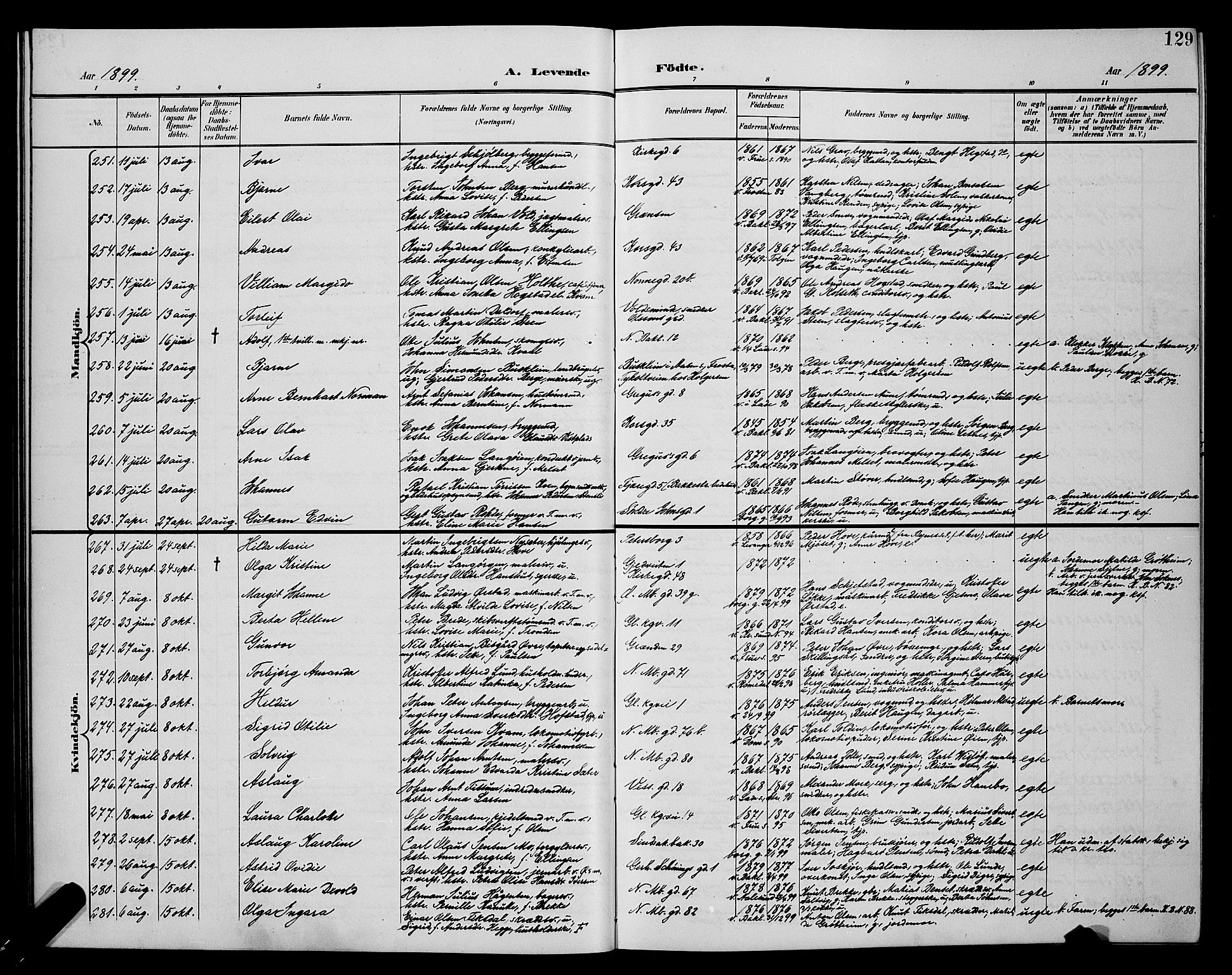 Ministerialprotokoller, klokkerbøker og fødselsregistre - Sør-Trøndelag, AV/SAT-A-1456/604/L0225: Klokkerbok nr. 604C08, 1895-1899, s. 129