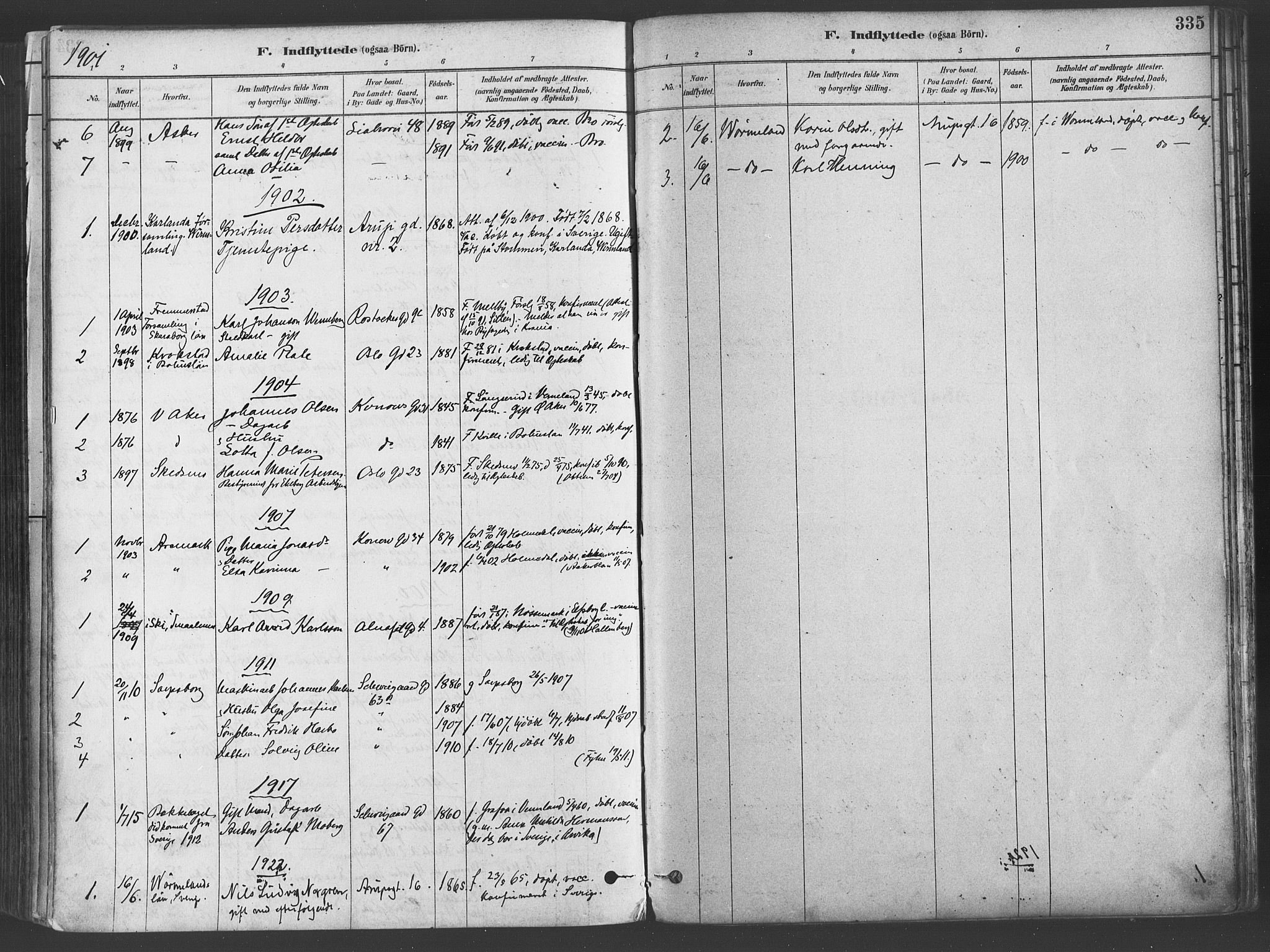 Gamlebyen prestekontor Kirkebøker, AV/SAO-A-10884/F/Fa/L0006: Ministerialbok nr. 6, 1881-1890, s. 335