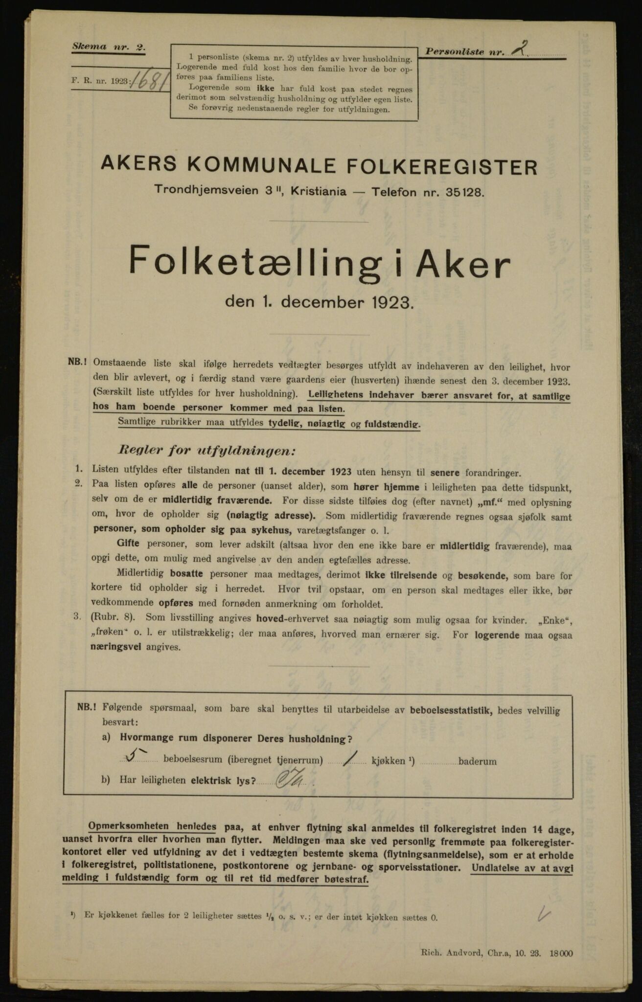 , Kommunal folketelling 1.12.1923 for Aker, 1923, s. 46192