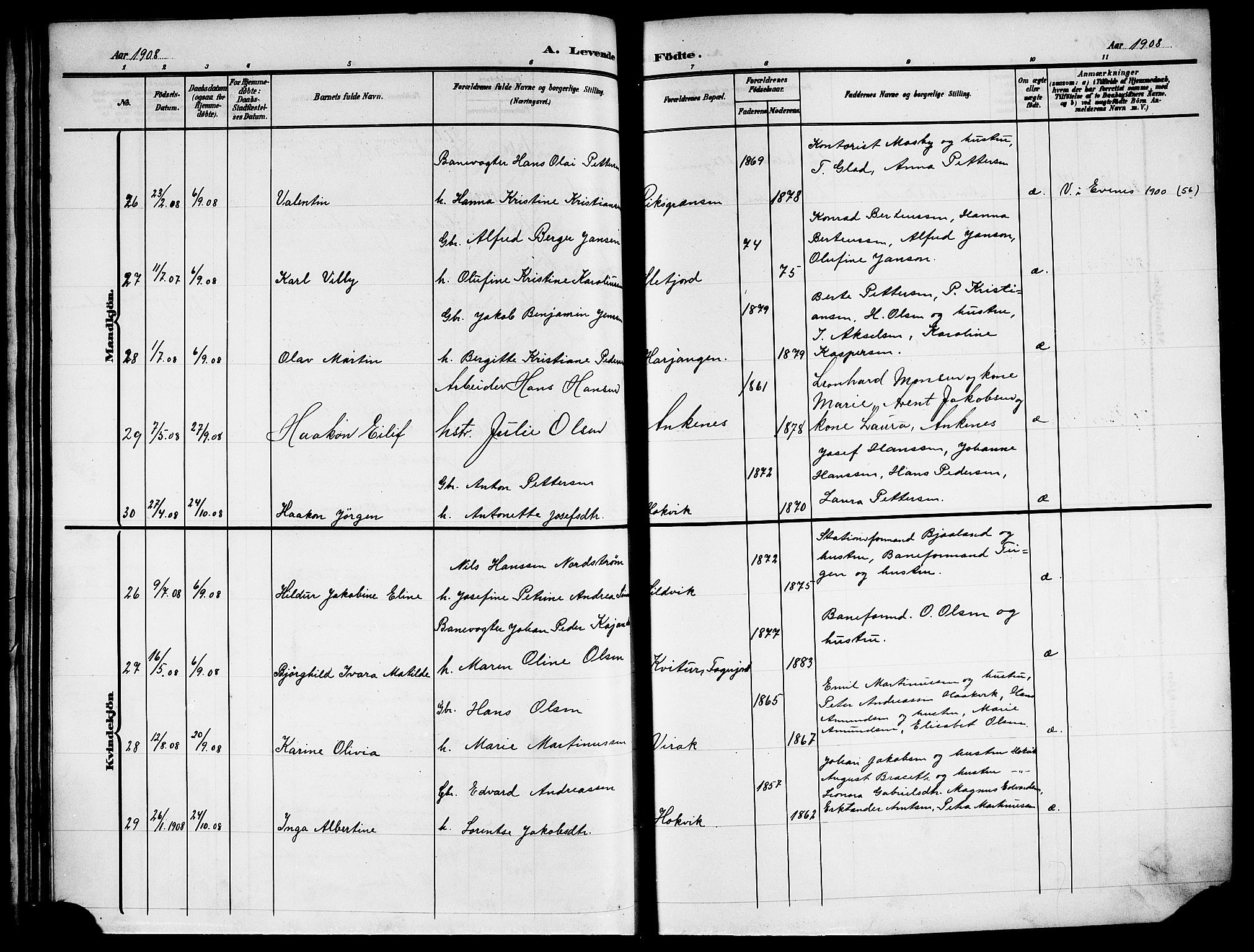 Ministerialprotokoller, klokkerbøker og fødselsregistre - Nordland, AV/SAT-A-1459/866/L0954: Klokkerbok nr. 866C03, 1905-1923