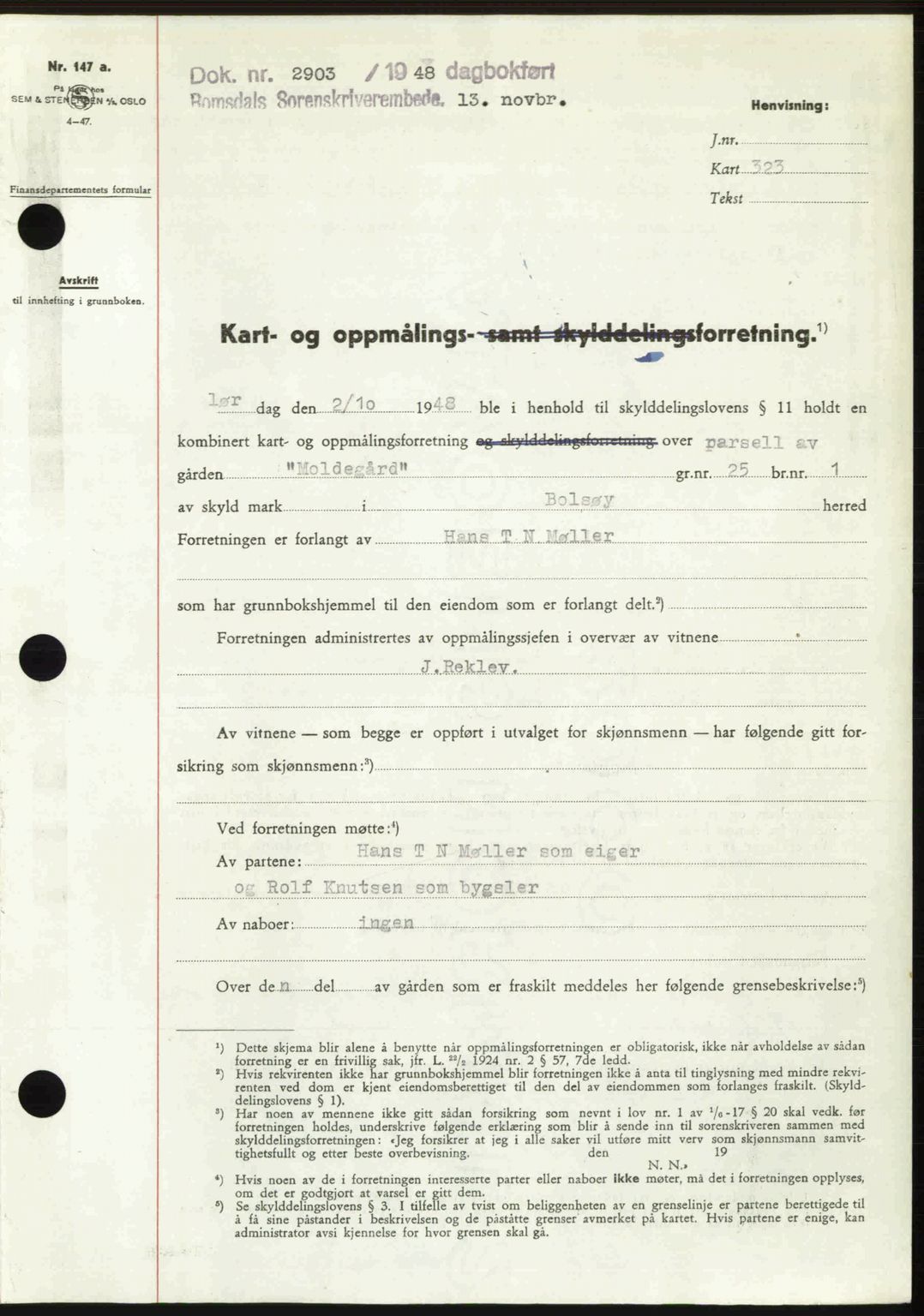 Romsdal sorenskriveri, SAT/A-4149/1/2/2C: Pantebok nr. A27, 1948-1948, Dagboknr: 2903/1948