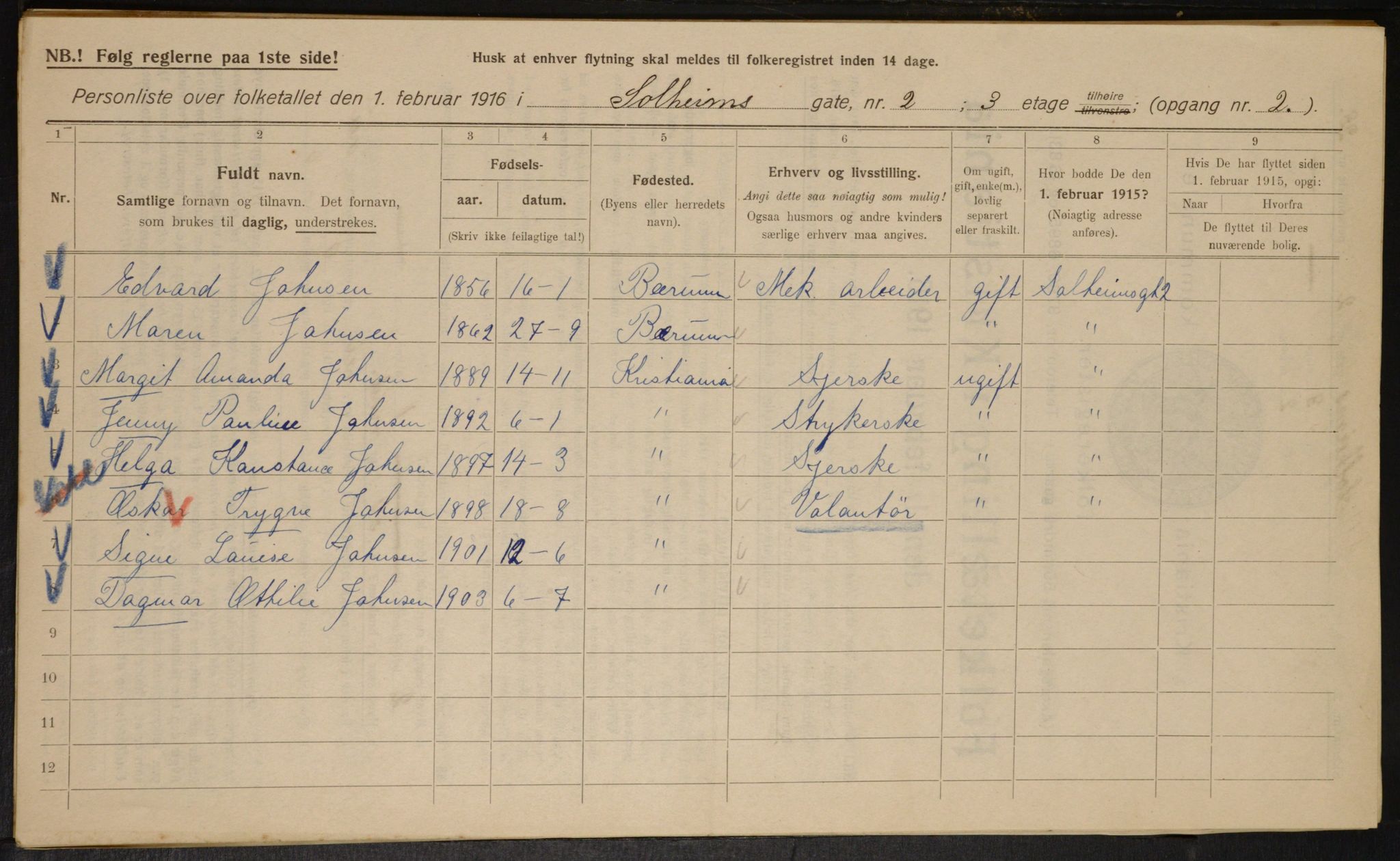 OBA, Kommunal folketelling 1.2.1916 for Kristiania, 1916, s. 102028