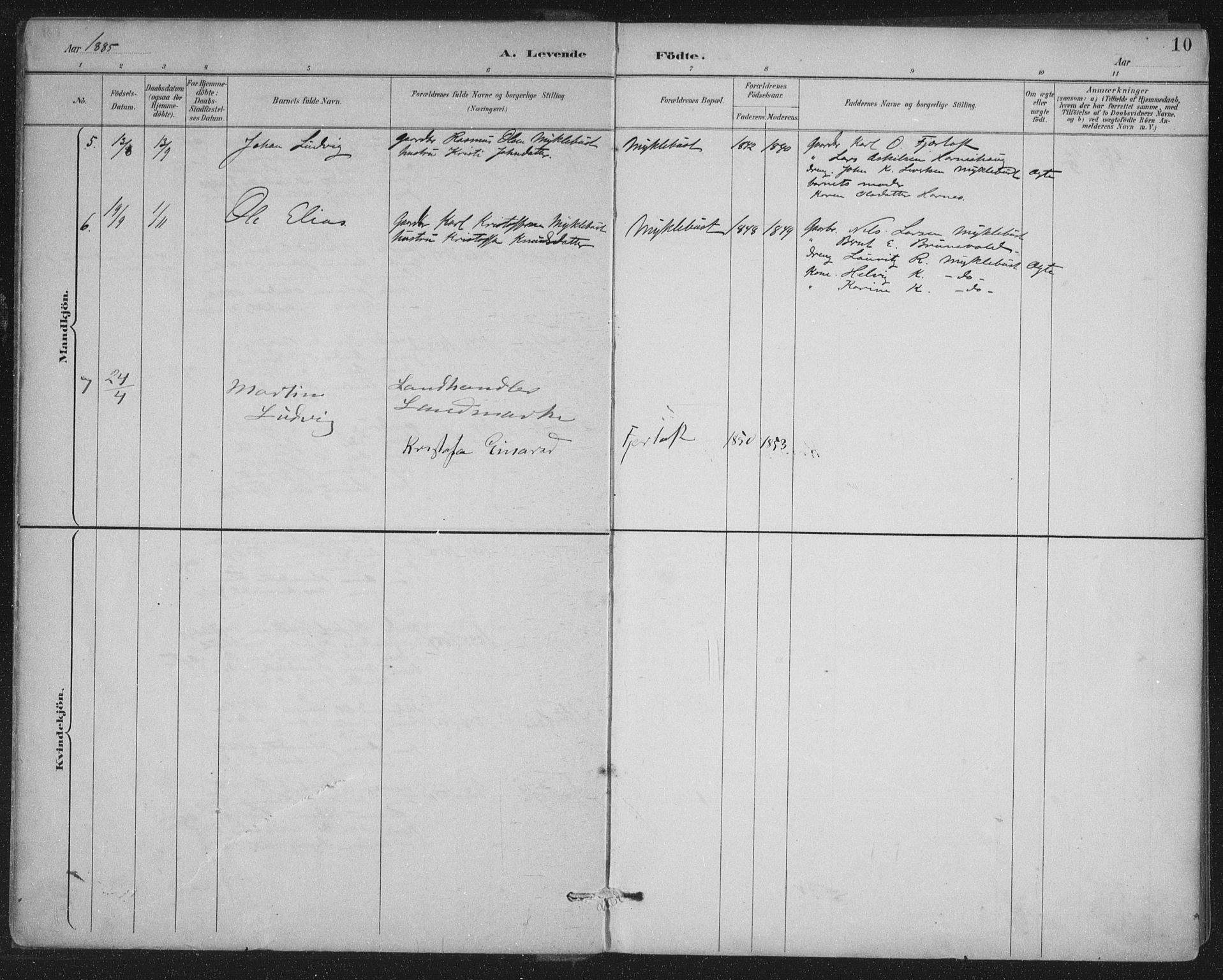 Ministerialprotokoller, klokkerbøker og fødselsregistre - Møre og Romsdal, AV/SAT-A-1454/538/L0522: Ministerialbok nr. 538A01, 1884-1913, s. 10