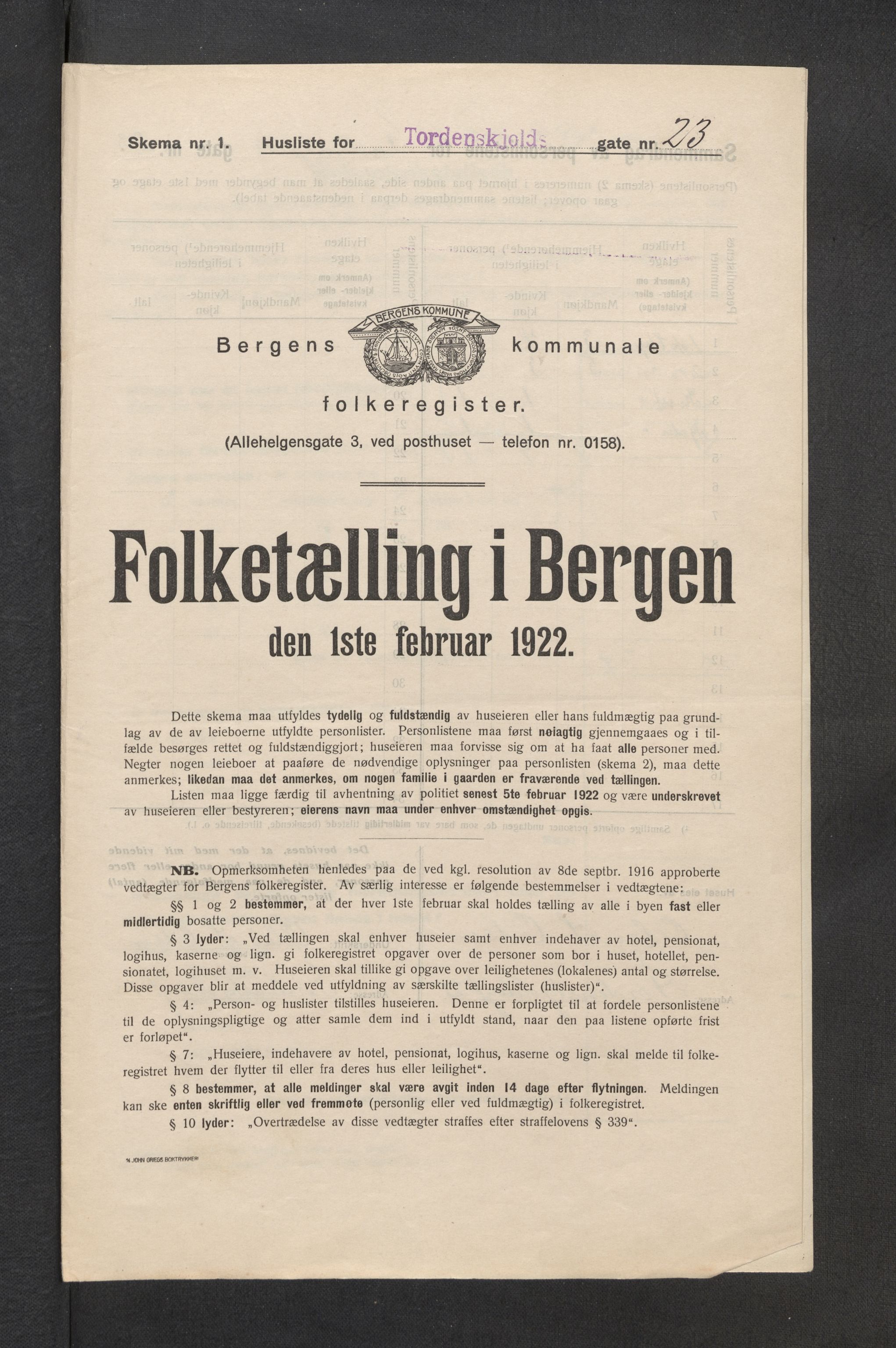 SAB, Kommunal folketelling 1922 for Bergen kjøpstad, 1922, s. 44401