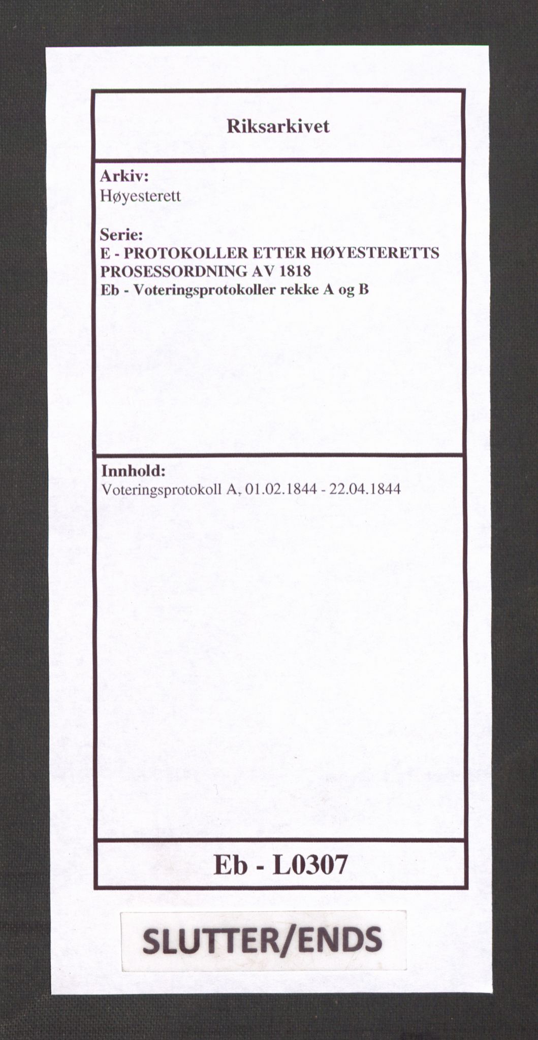 Høyesterett, AV/RA-S-1002/E/Eb/Ebb/L0037/0002: Voteringsprotokoller / Voteringsprotokoll, 1844