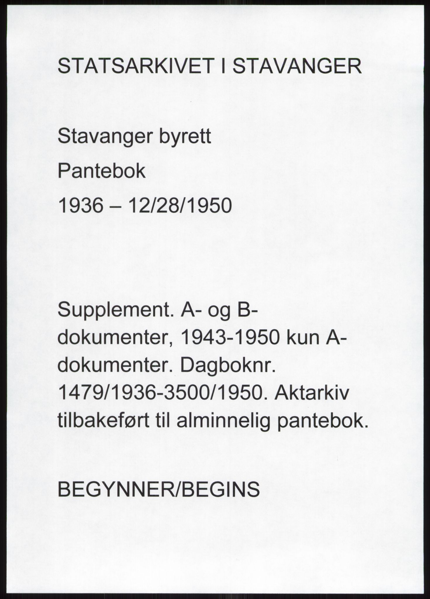 Stavanger byrett, SAST/A-100455/002/G/Gb/L0033: Pantebok, 1936-1950