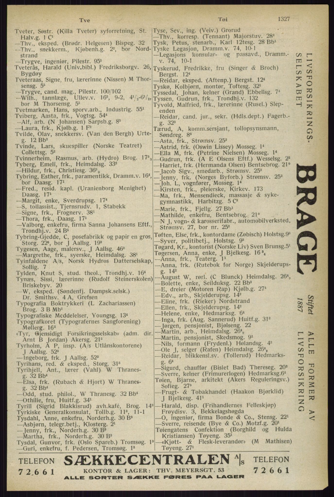 Kristiania/Oslo adressebok, PUBL/-, 1933, s. 1327