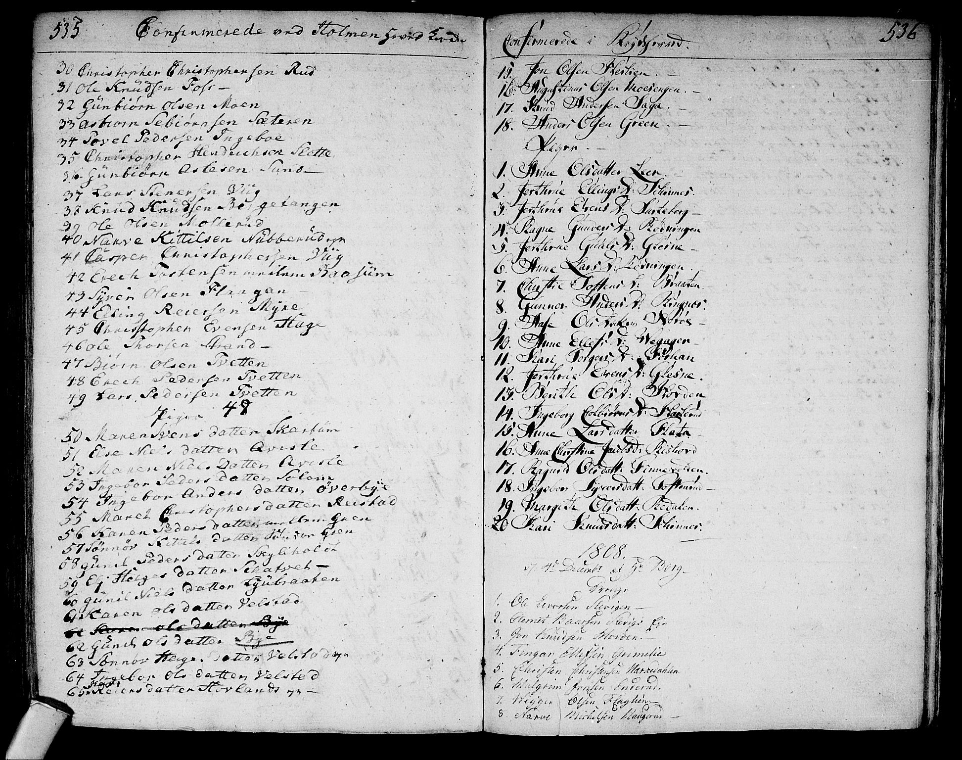 Sigdal kirkebøker, AV/SAKO-A-245/F/Fa/L0003: Ministerialbok nr. I 3, 1793-1811, s. 535-536