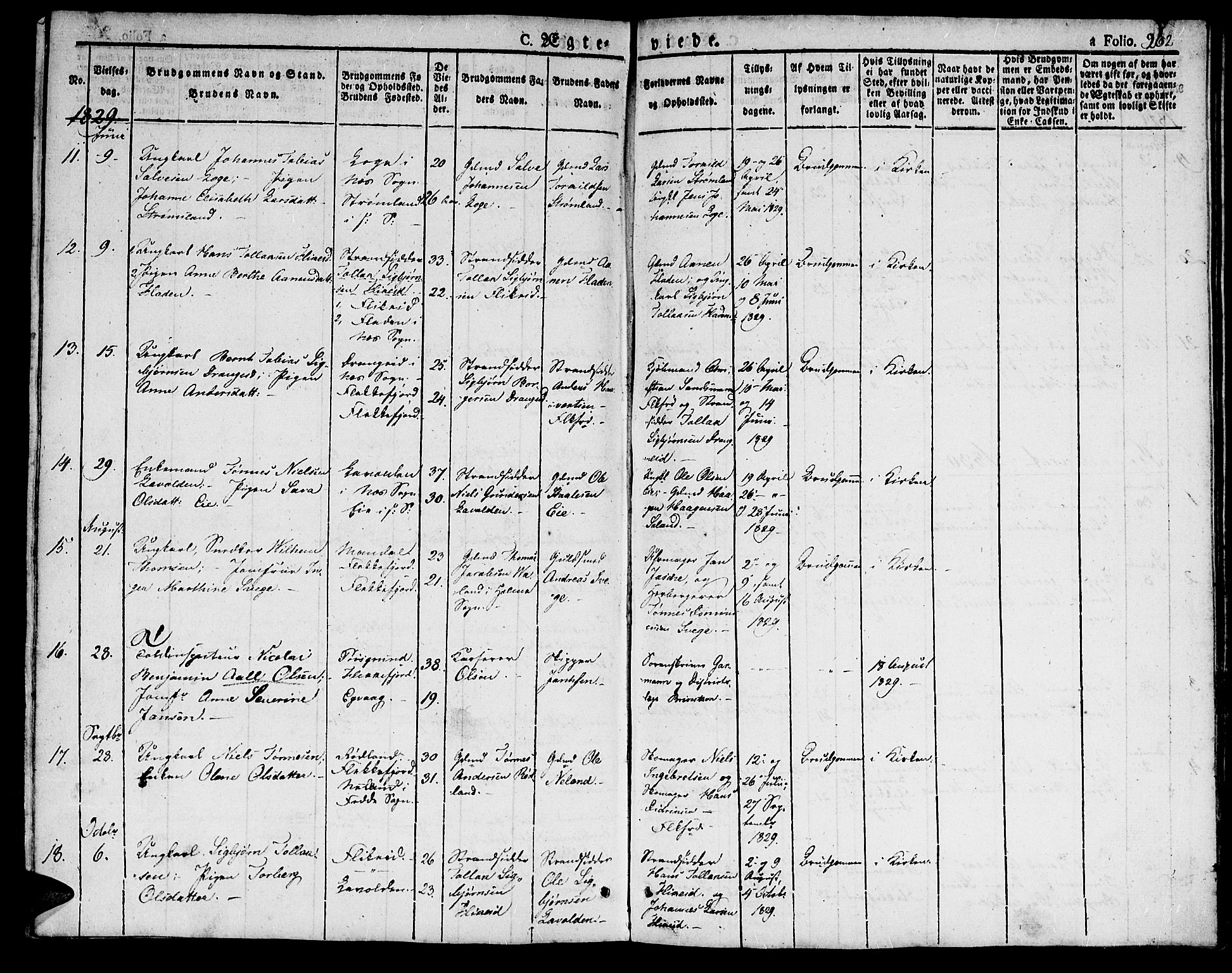 Flekkefjord sokneprestkontor, AV/SAK-1111-0012/F/Fb/Fbc/L0004: Klokkerbok nr. B 4, 1827-1846, s. 262