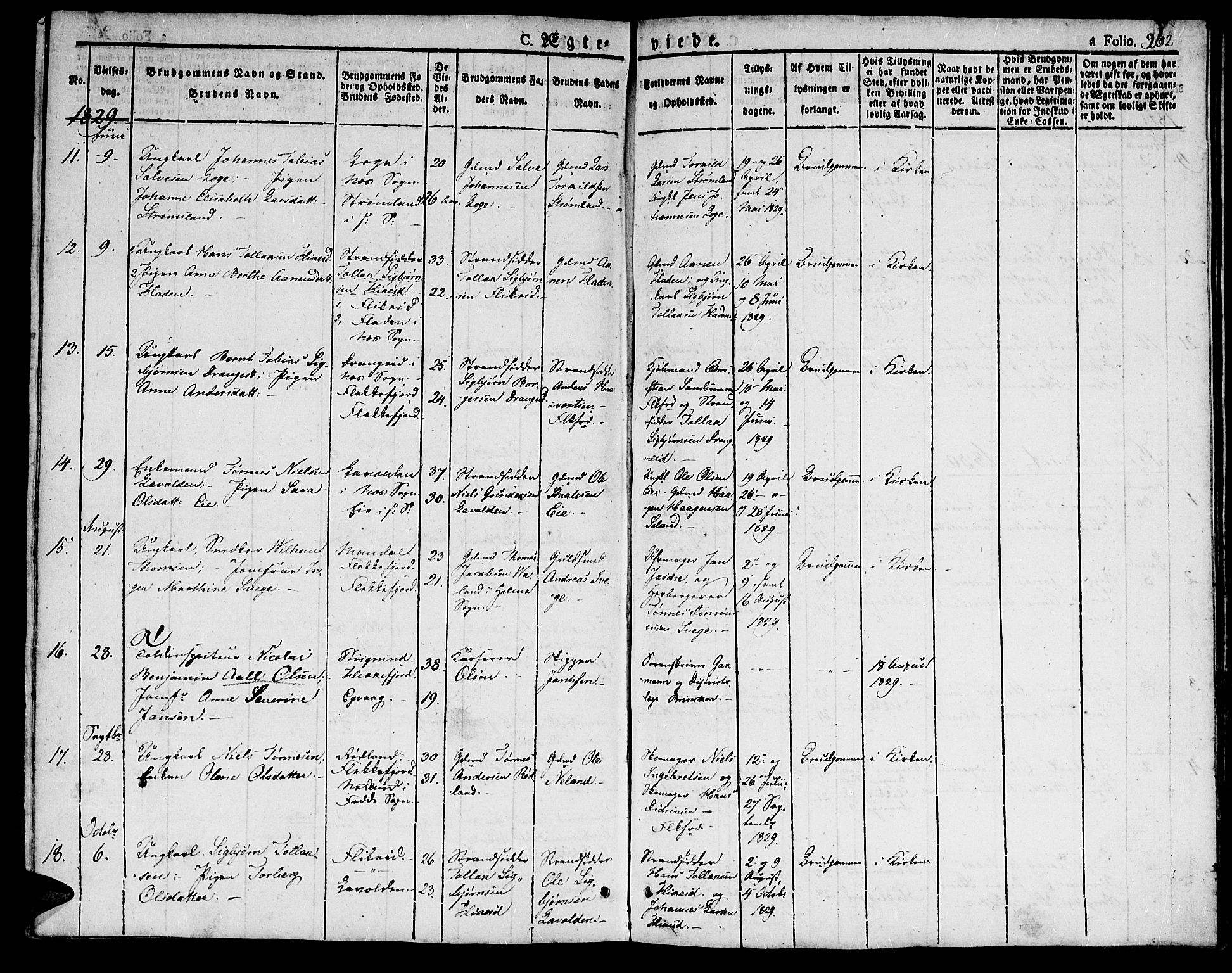 Flekkefjord sokneprestkontor, SAK/1111-0012/F/Fb/Fbc/L0004: Klokkerbok nr. B 4, 1827-1846, s. 262