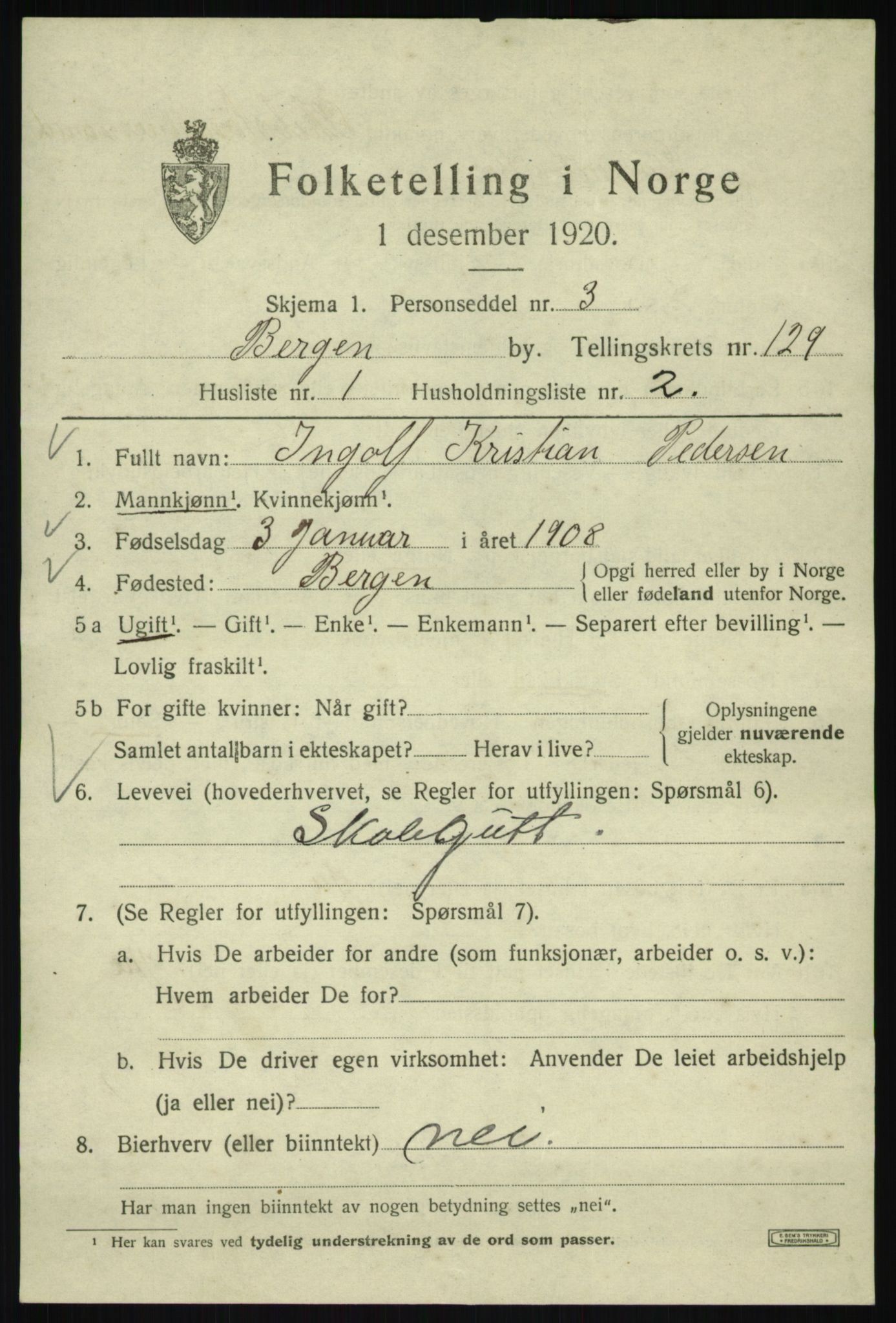 SAB, Folketelling 1920 for 1301 Bergen kjøpstad, 1920, s. 217548