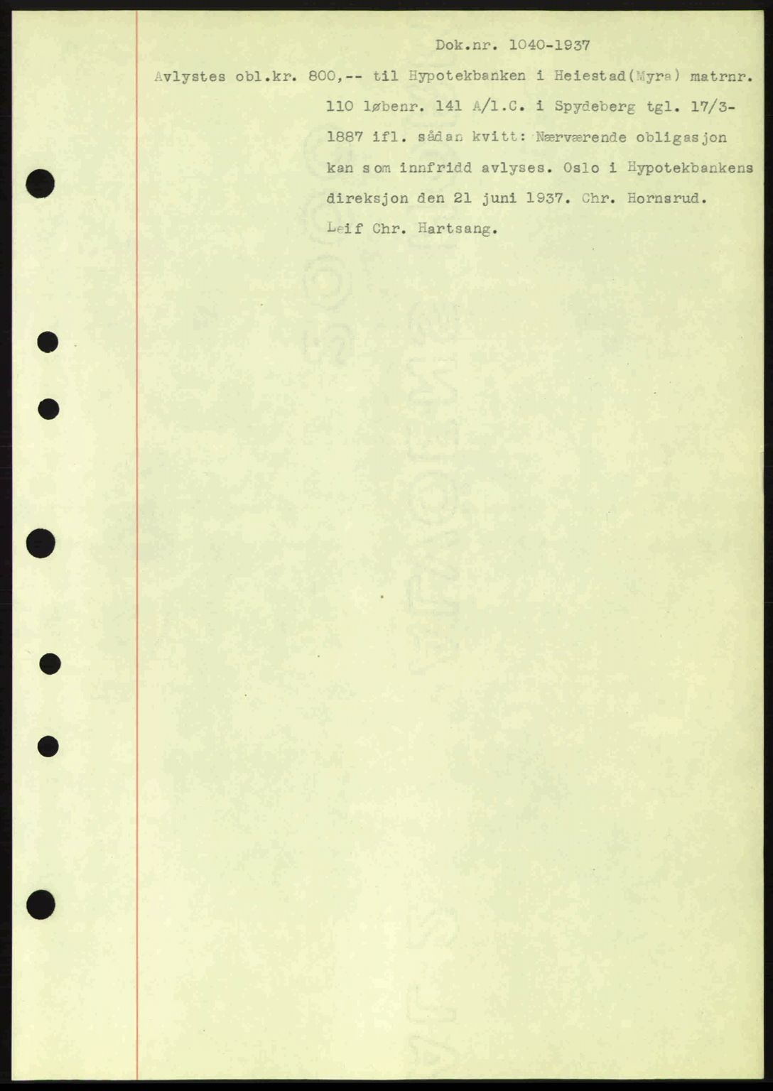 Moss sorenskriveri, SAO/A-10168: Pantebok nr. B3, 1937-1937, Dagboknr: 1040/1937