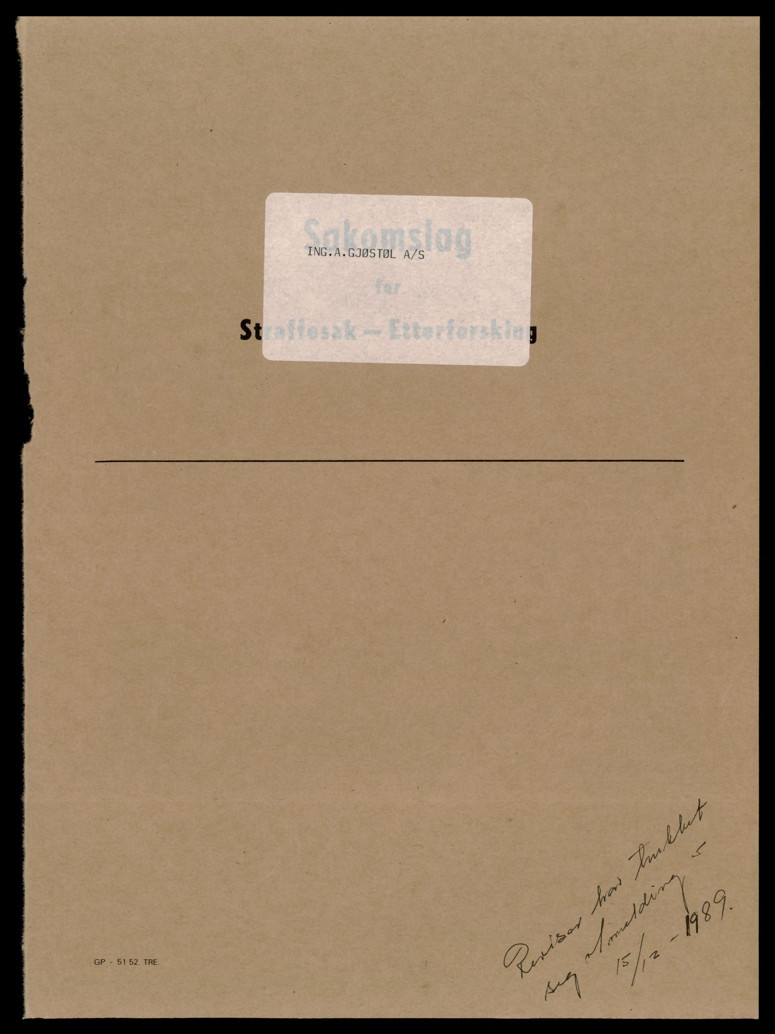 Trondheim byfogd, AV/SAT-A-0003/2/J/Jd/Jda/L0028: Bilag, aksjeselskap, Ing-Iv, 1944-1990, s. 1