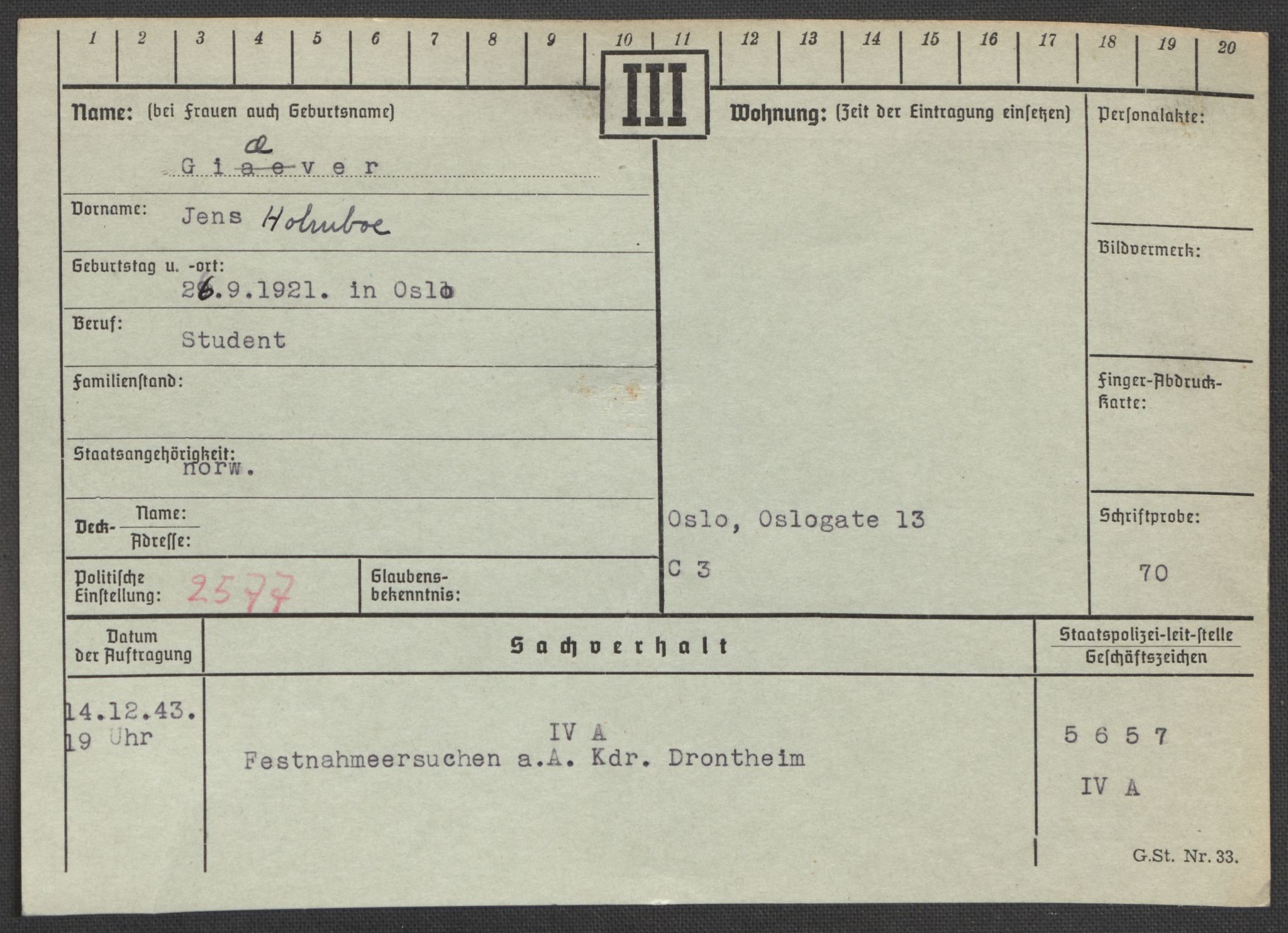 Befehlshaber der Sicherheitspolizei und des SD, AV/RA-RAFA-5969/E/Ea/Eaa/L0003: Register over norske fanger i Møllergata 19: Eng-Hag, 1940-1945, s. 807