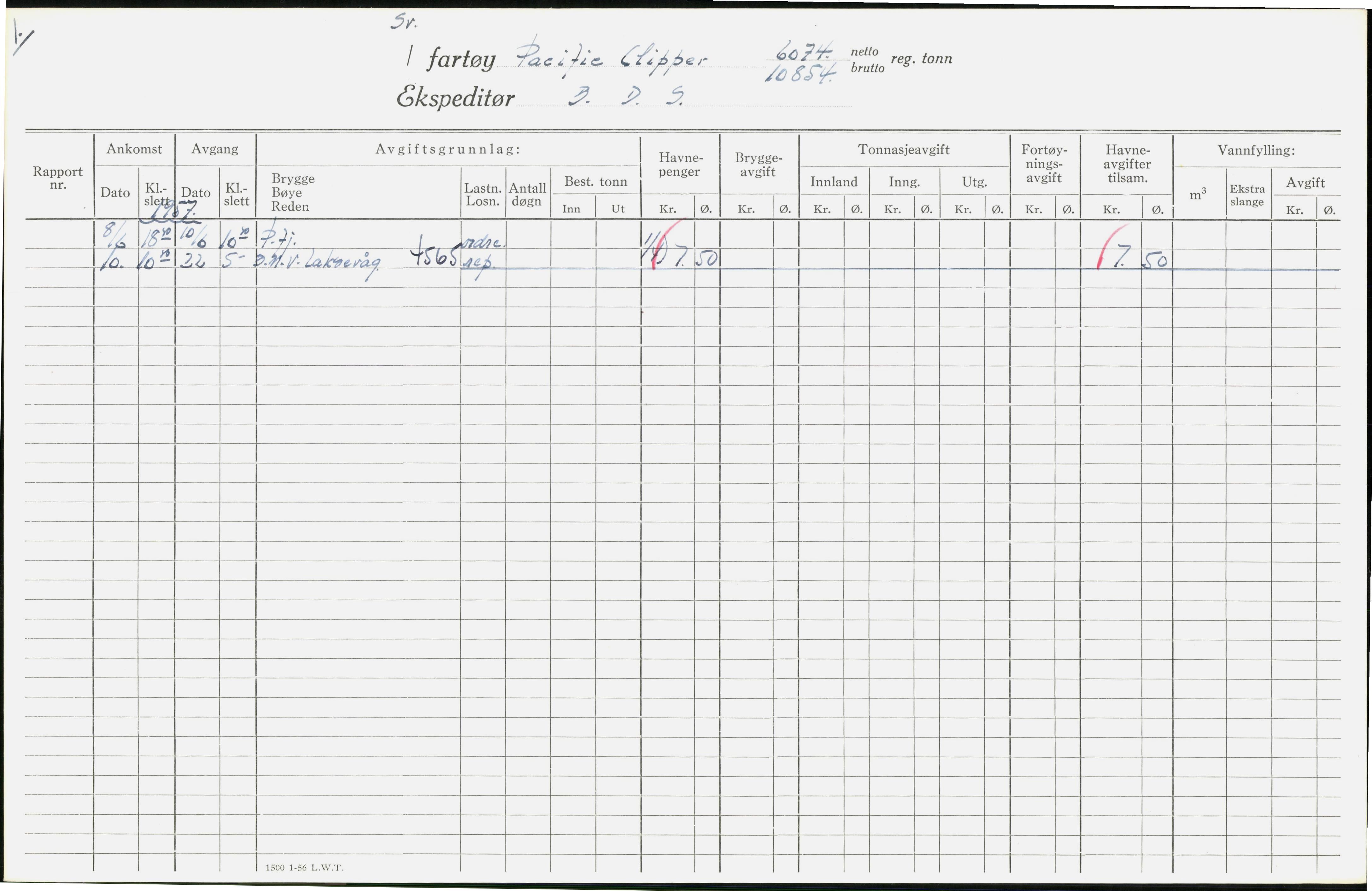 Bergen kommune. Havnekontor/havnefogd, BBA/A-0742/H/Ha/Hac/L0043: Skipsregister Owasco-Polarholm, 1941-1975