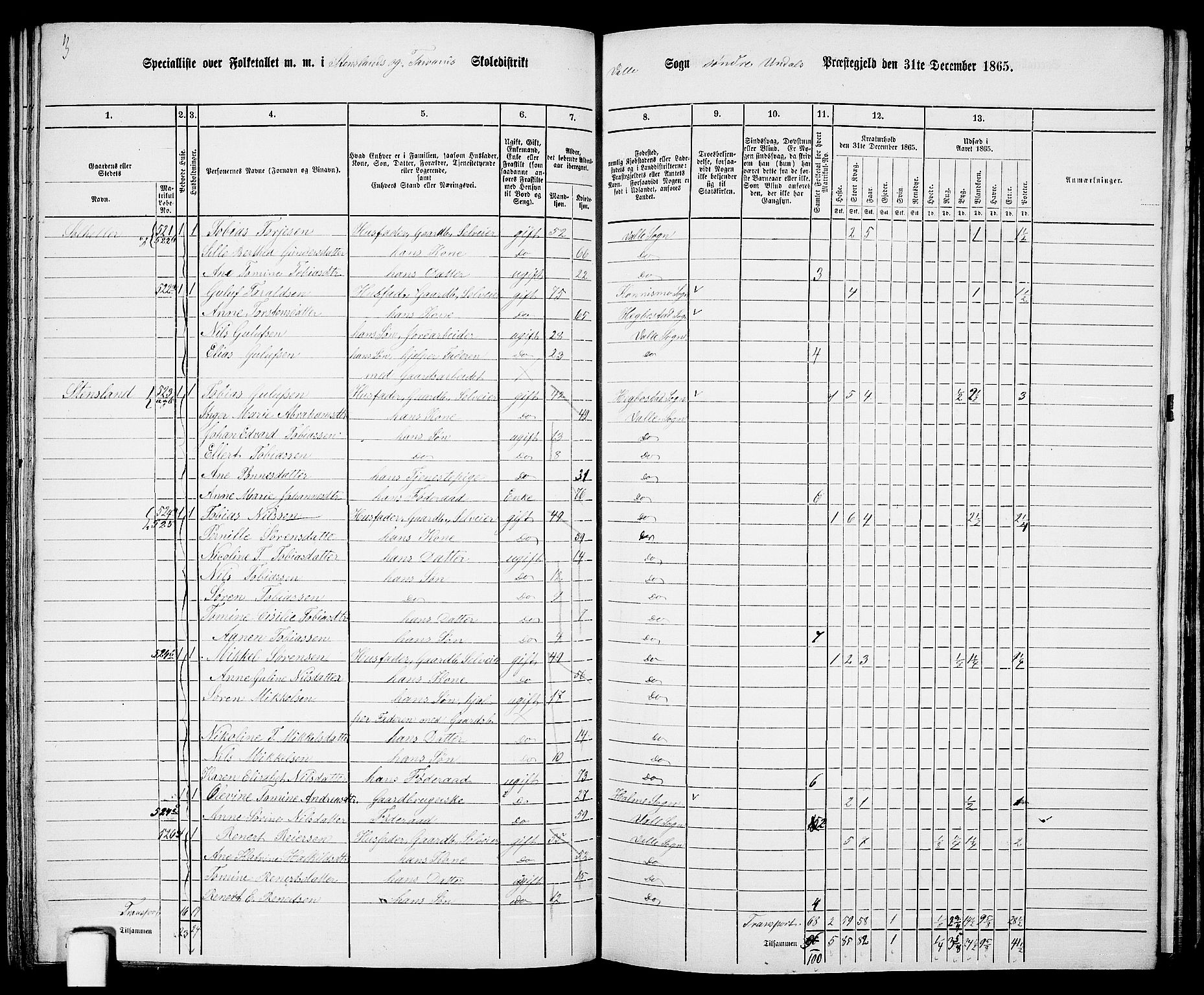 RA, Folketelling 1865 for 1029P Sør-Audnedal prestegjeld, 1865, s. 106