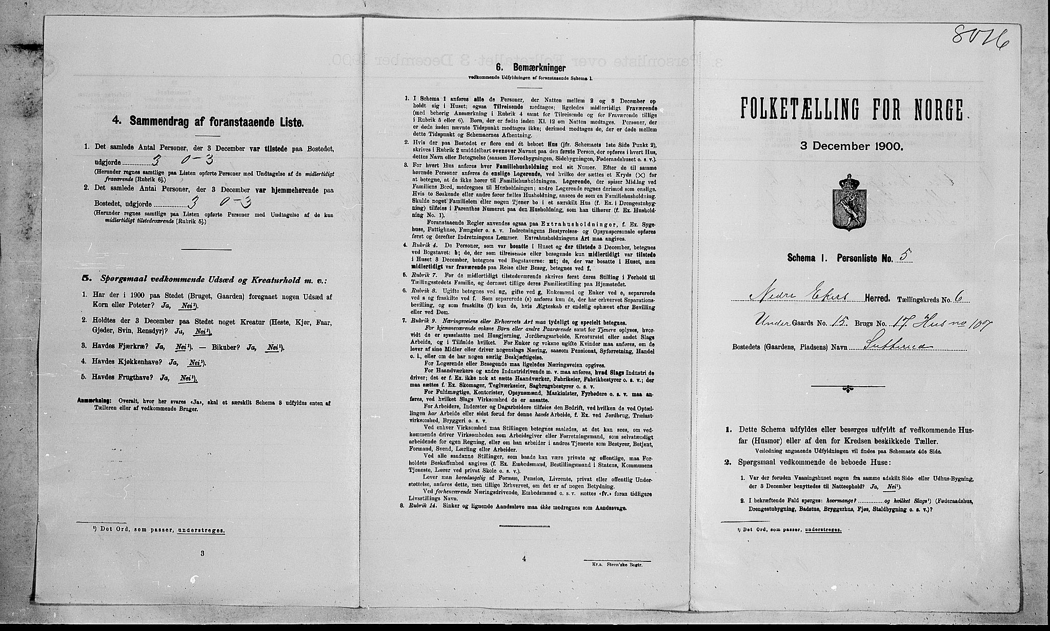 RA, Folketelling 1900 for 0625 Nedre Eiker herred, 1900, s. 713