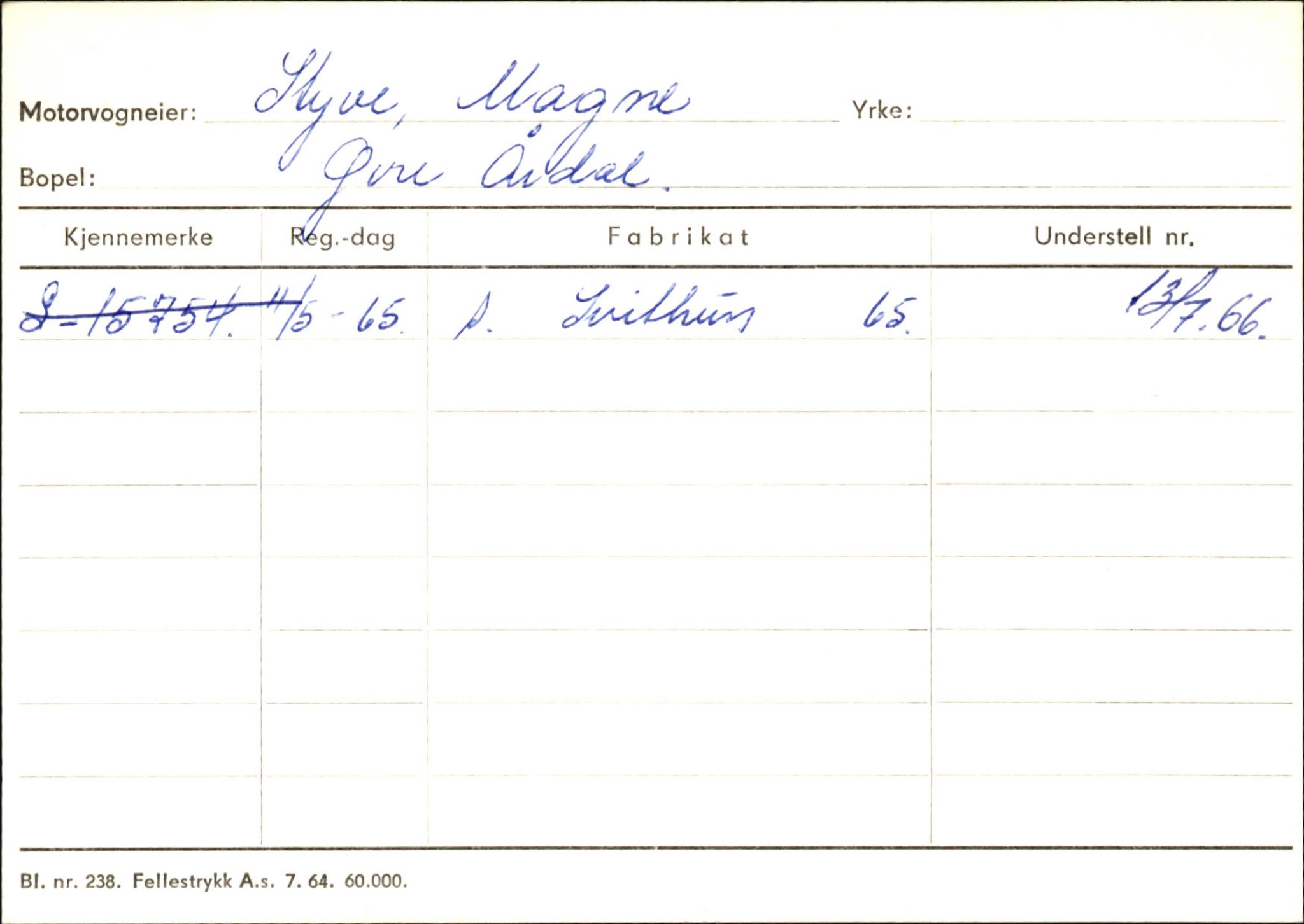 Statens vegvesen, Sogn og Fjordane vegkontor, SAB/A-5301/4/F/L0146: Registerkort Årdal R-Å samt diverse kort, 1945-1975, s. 658