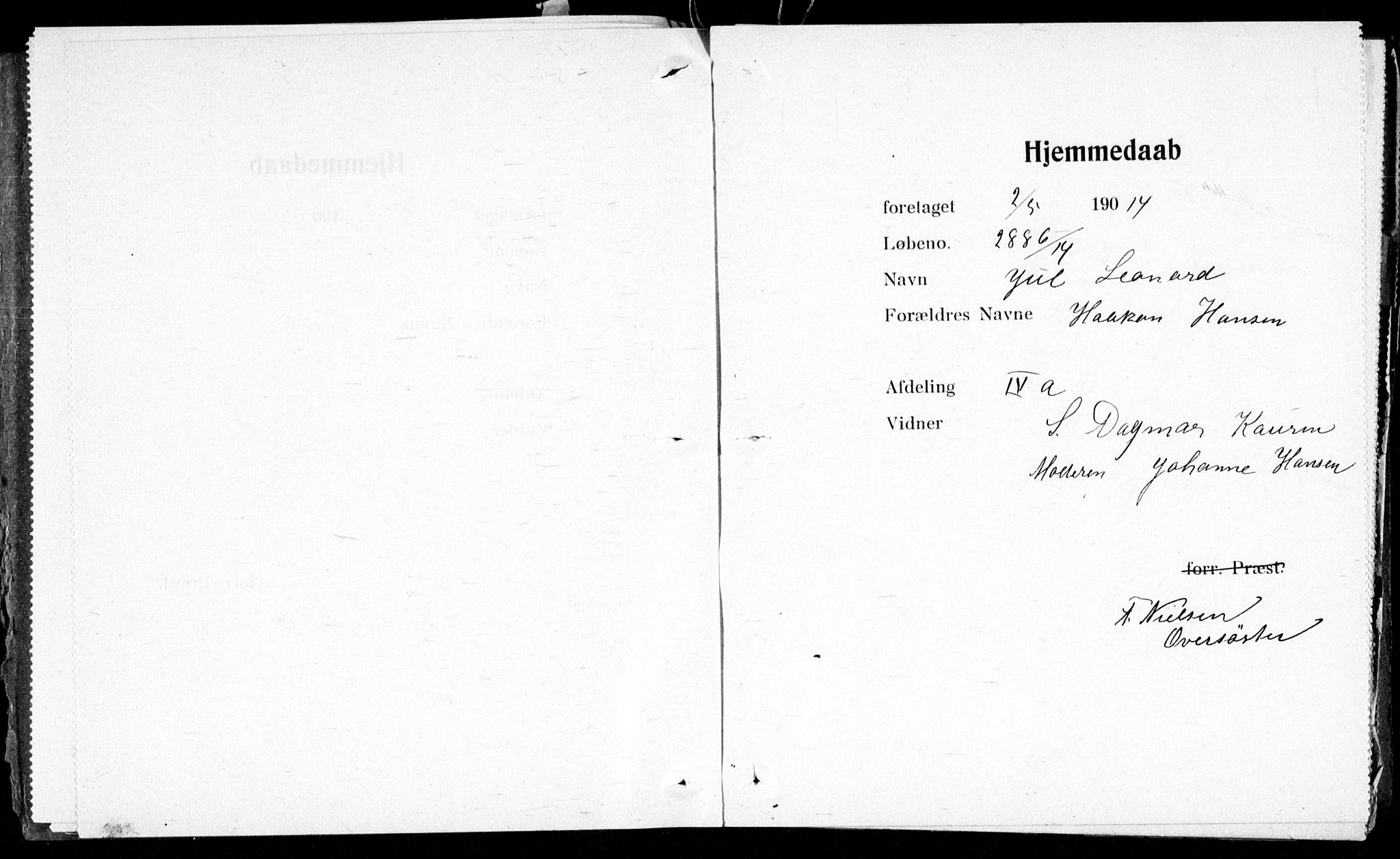 Ullevål sykehus prestekontor Kirkebøker, SAO/A-10542a/K/Ka/L0002: Dåpsbok nr. 2, 1907-1924