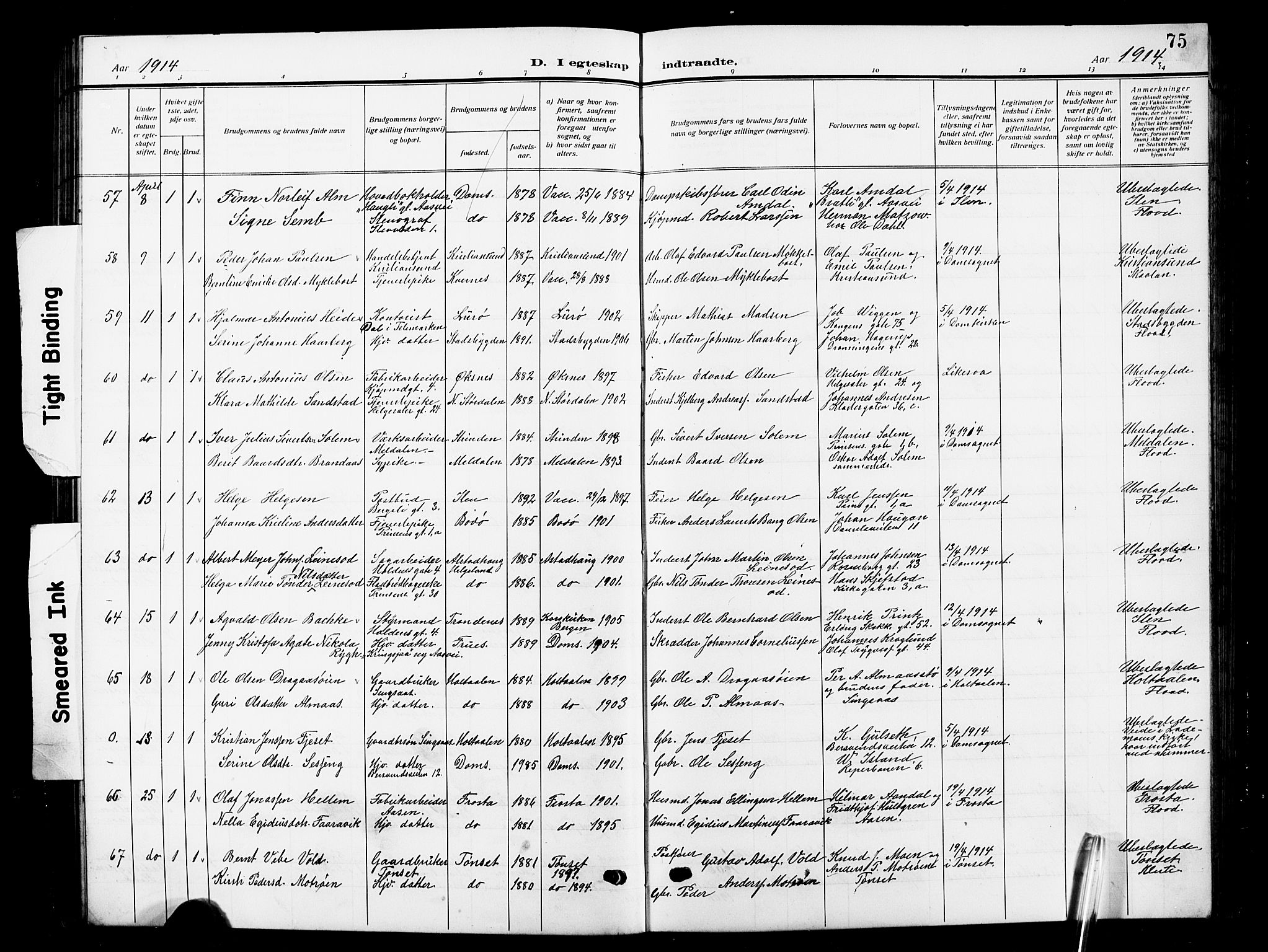 Ministerialprotokoller, klokkerbøker og fødselsregistre - Sør-Trøndelag, AV/SAT-A-1456/601/L0097: Klokkerbok nr. 601C15, 1911-1921, s. 75