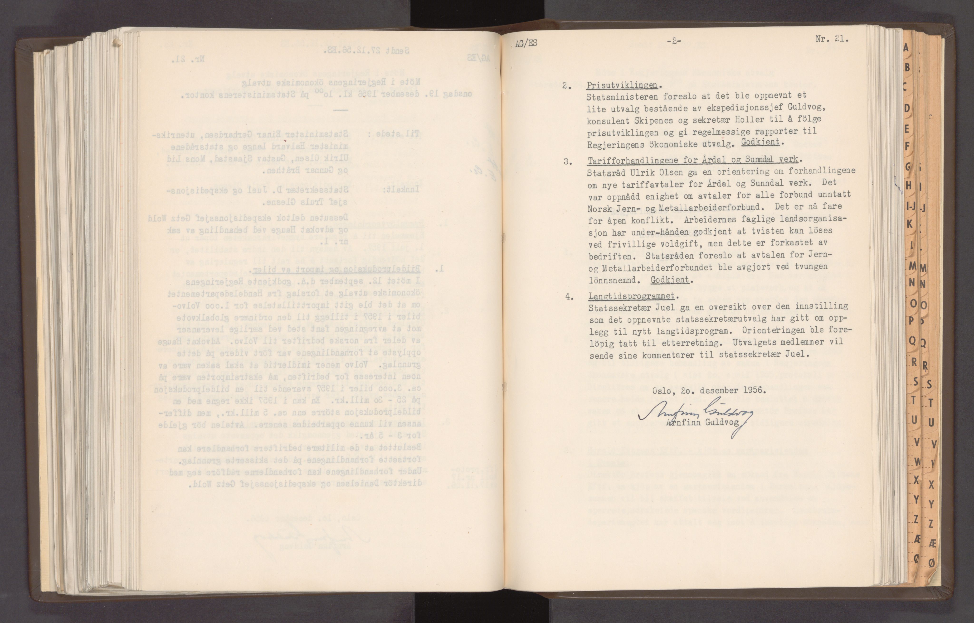 Statsministerens kontor, AV/RA-S-1005/A/Aa/L0020: Referat fra regjeringens økonomiske utvalg, 1947-1959