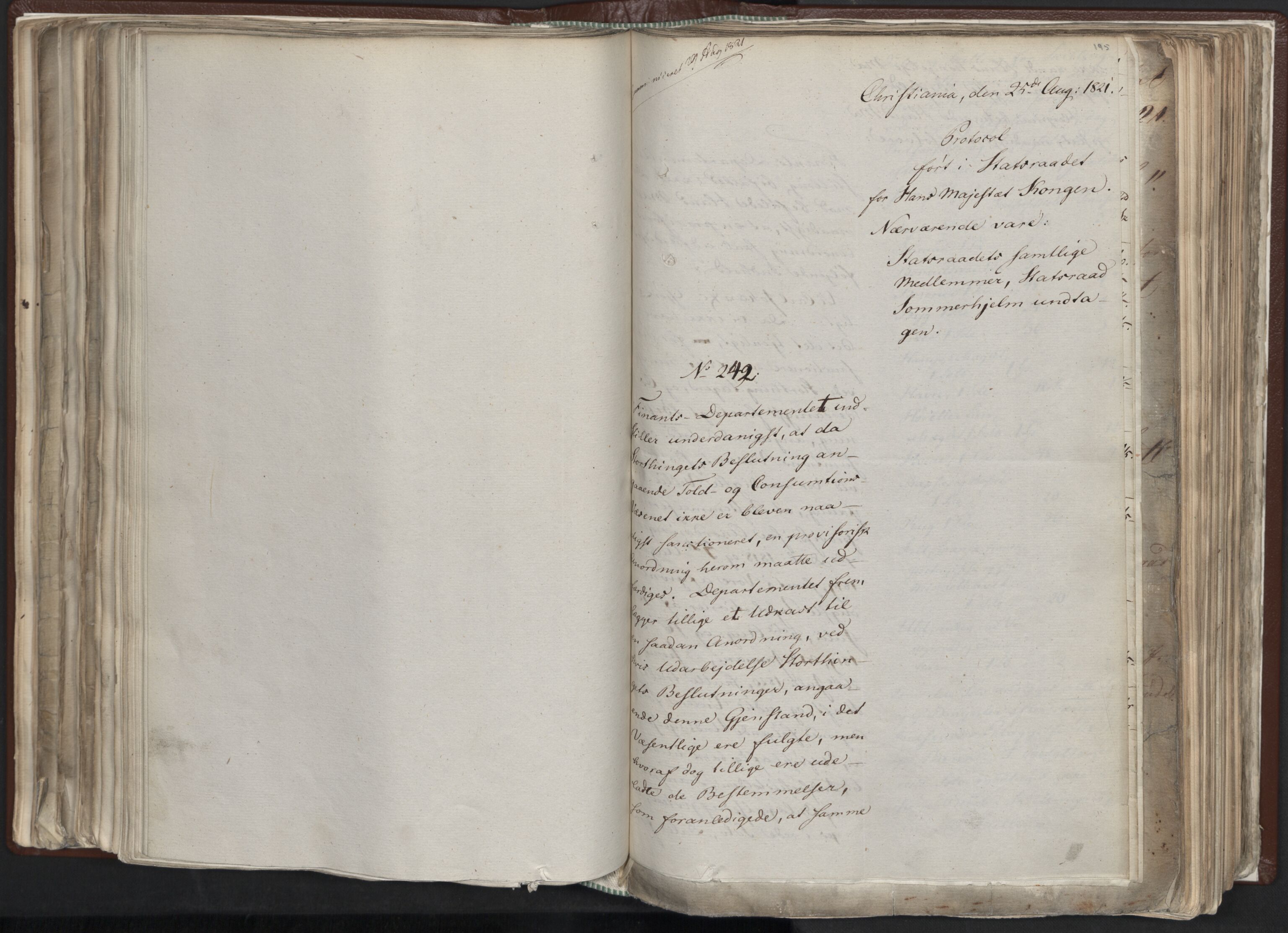 Statsrådssekretariatet, AV/RA-S-1001/A/Ab/L0012: Kgl. res. nr. 5679-6008 II, 1821, s. 194b-195a
