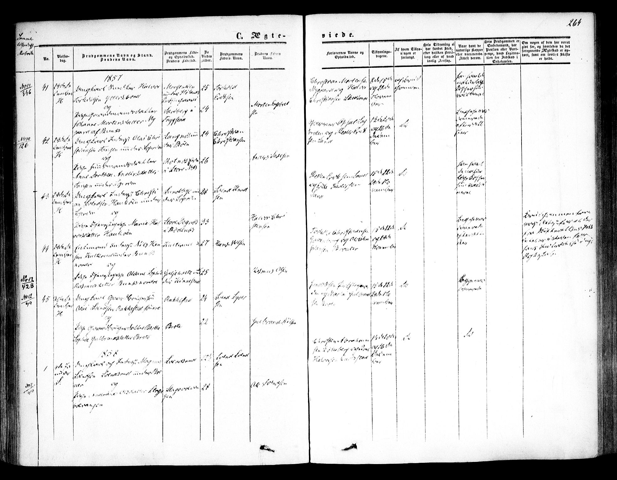 Høland prestekontor Kirkebøker, SAO/A-10346a/F/Fa/L0010: Ministerialbok nr. I 10, 1854-1861, s. 264