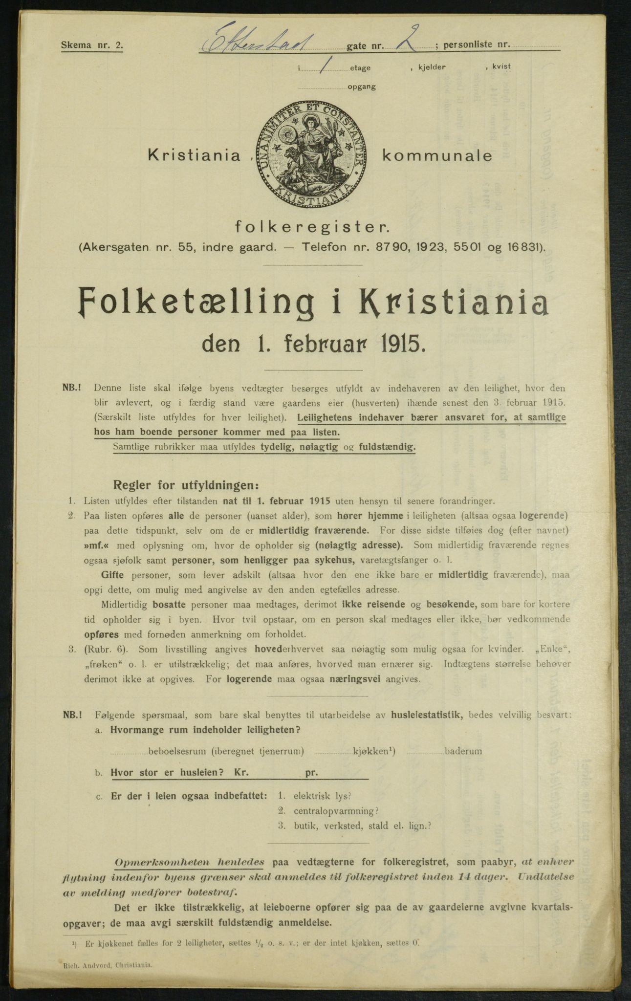 OBA, Kommunal folketelling 1.2.1915 for Kristiania, 1915, s. 21911