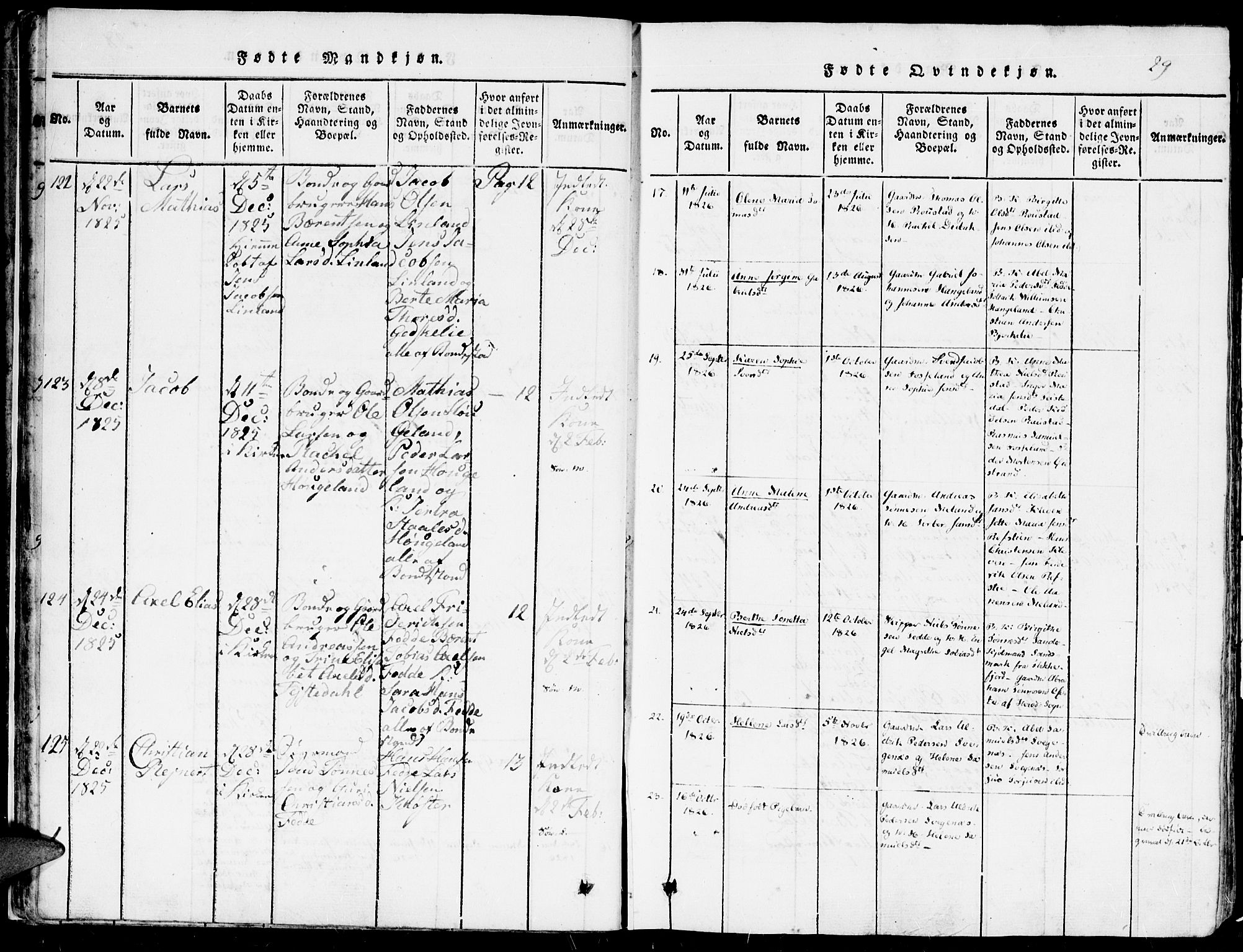 Kvinesdal sokneprestkontor, AV/SAK-1111-0026/F/Fa/Faa/L0001: Ministerialbok nr. A 1, 1815-1849, s. 29