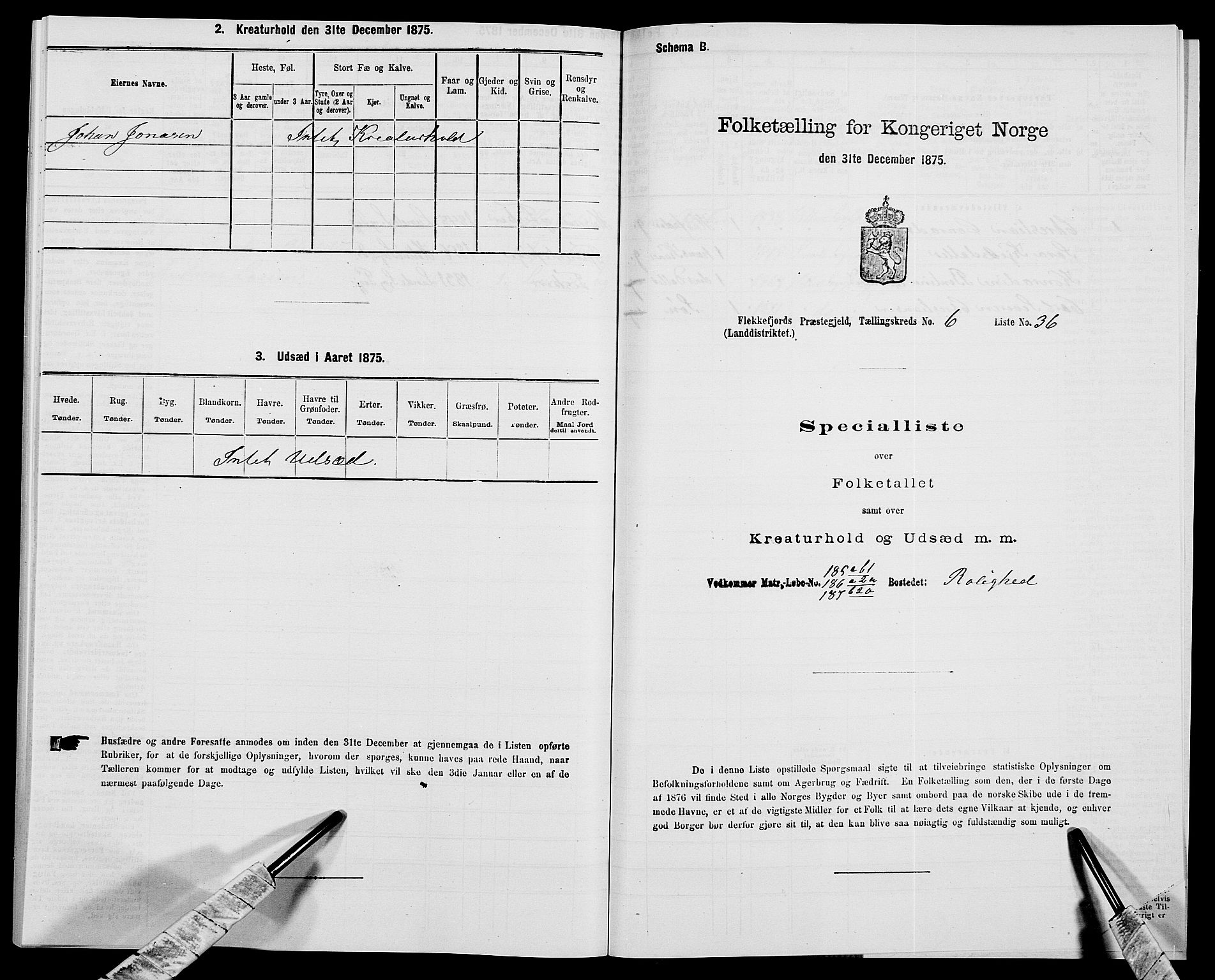 SAK, Folketelling 1875 for 1042L Flekkefjord prestegjeld, Nes sokn og Hidra sokn, 1875, s. 857