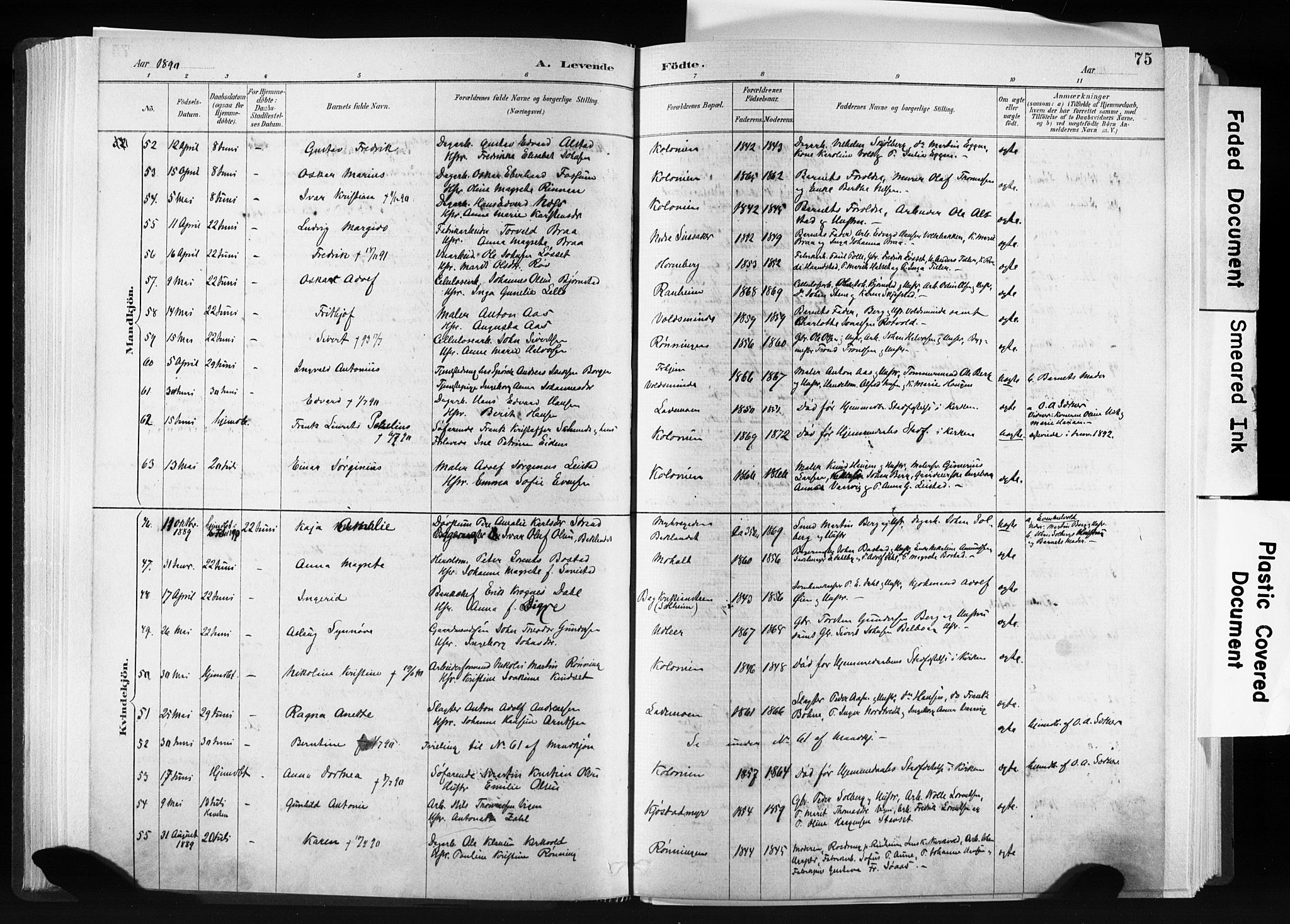 Ministerialprotokoller, klokkerbøker og fødselsregistre - Sør-Trøndelag, AV/SAT-A-1456/606/L0300: Ministerialbok nr. 606A15, 1886-1893, s. 75