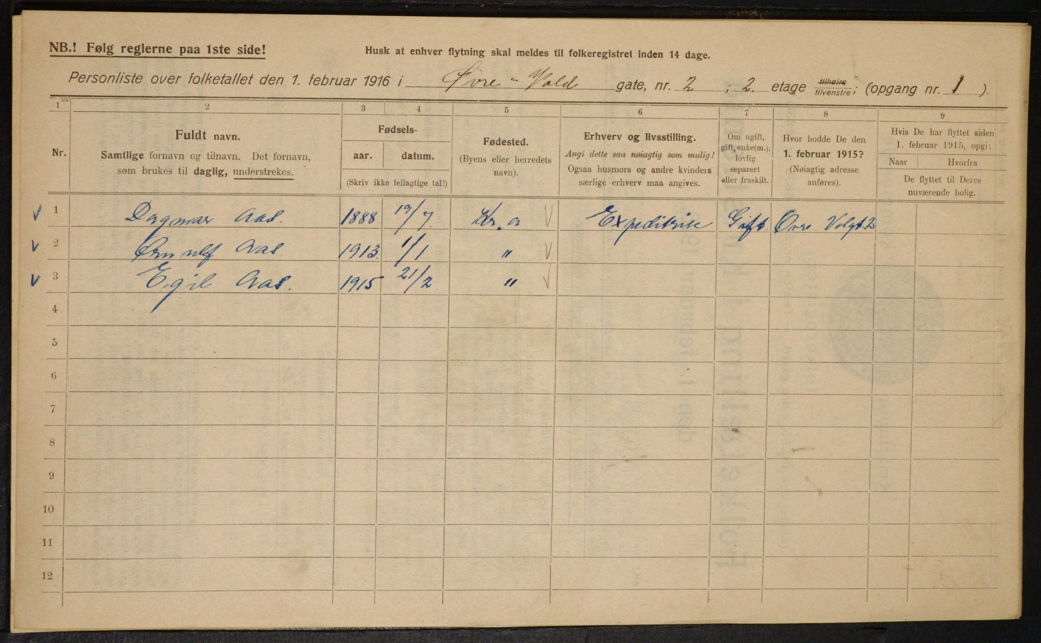 OBA, Kommunal folketelling 1.2.1916 for Kristiania, 1916, s. 133797