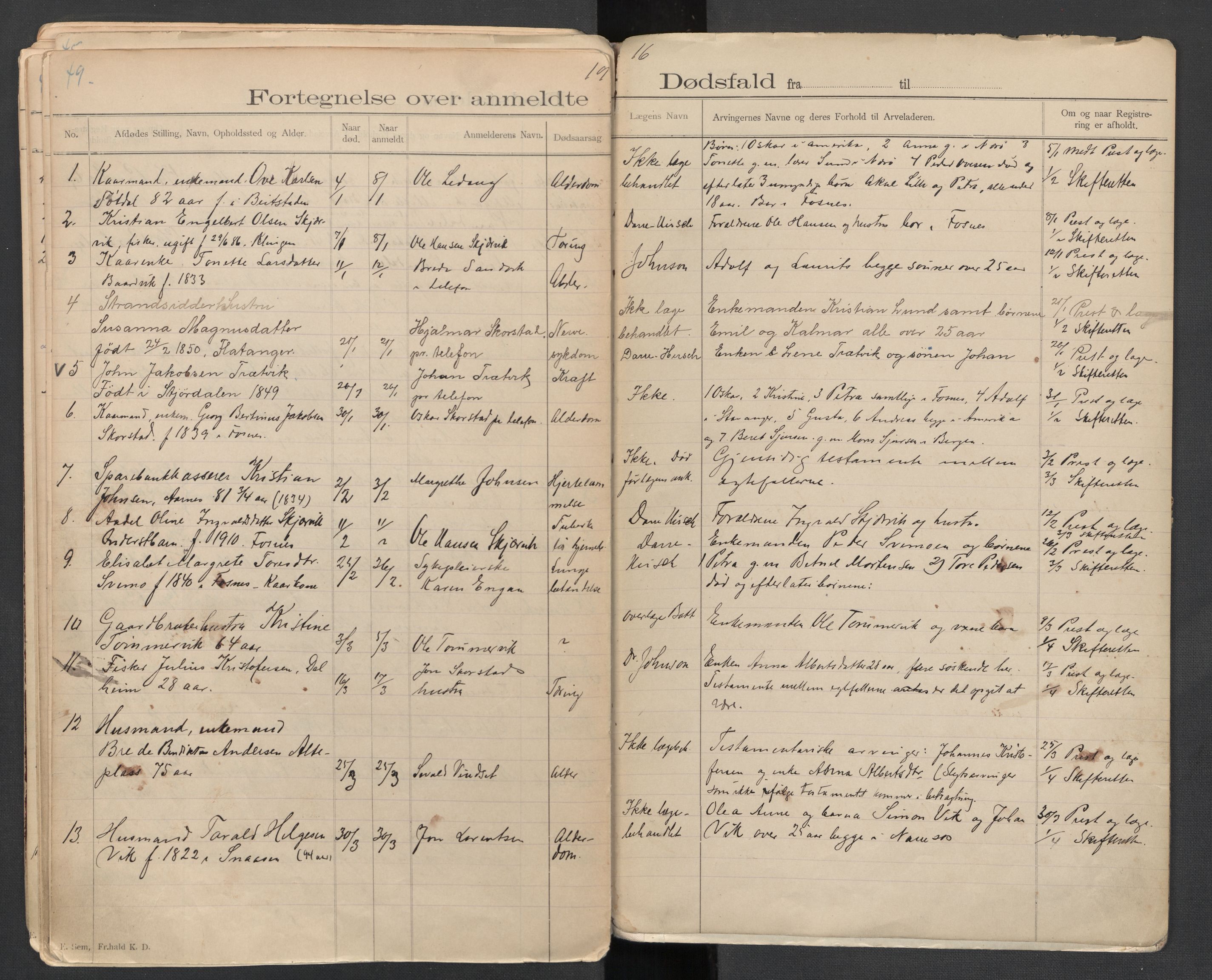 Fosnes lensmannskontor , SAT/A-1022/1/02/L0002: 2.01.02 Døsfallsjournal, 1897-1917, s. 49