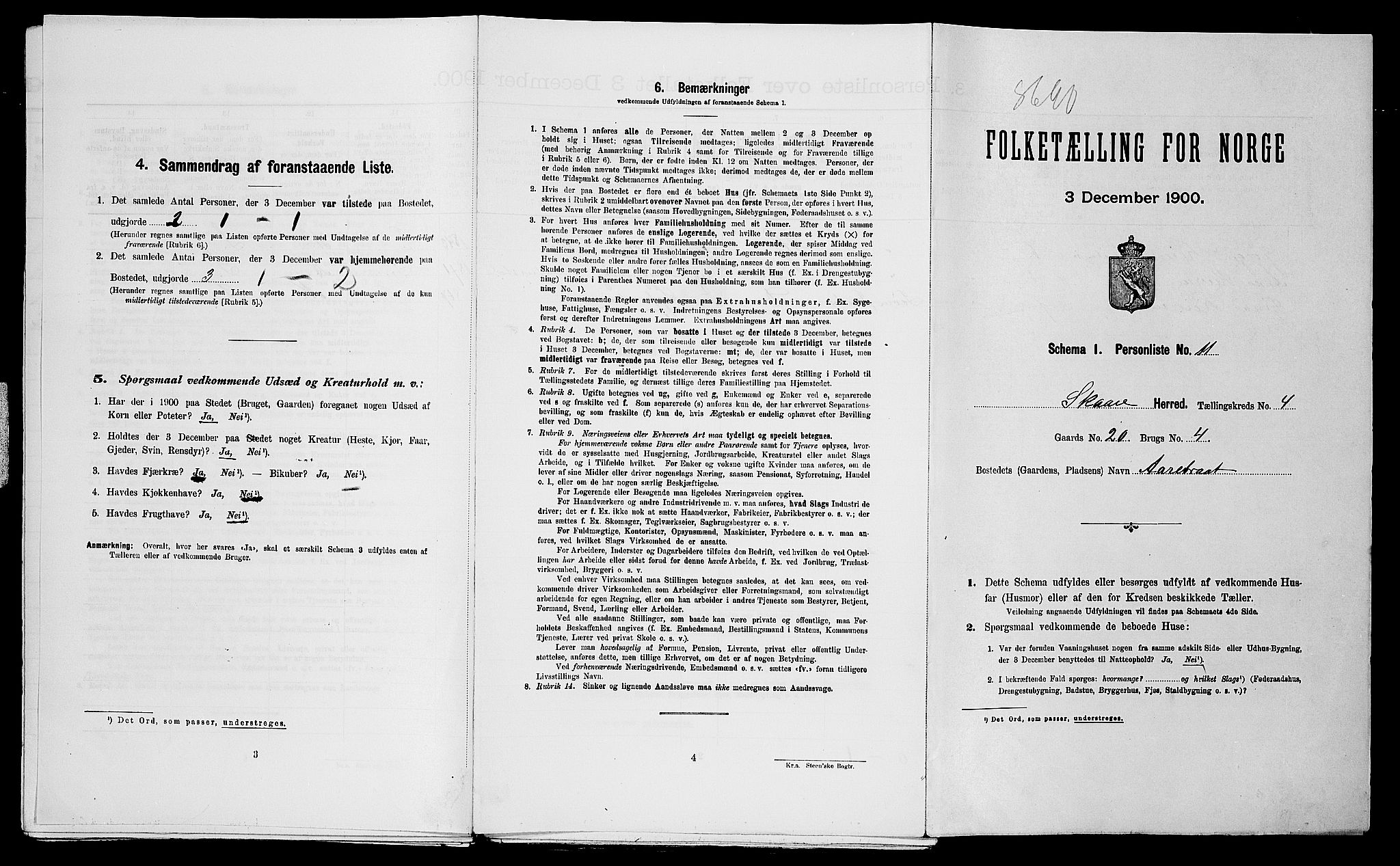 SAST, Folketelling 1900 for 1153 Skåre herred, 1900, s. 416