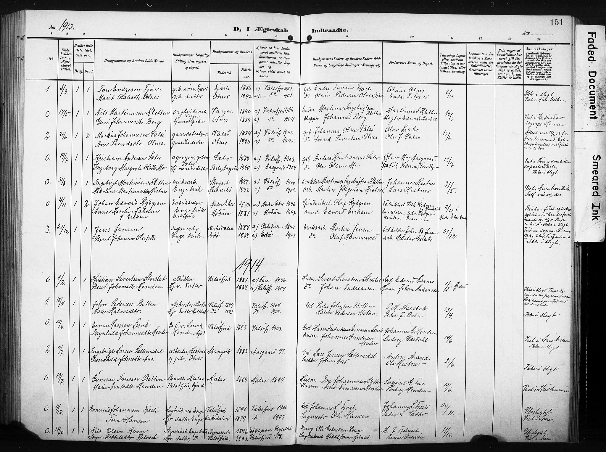 Ministerialprotokoller, klokkerbøker og fødselsregistre - Møre og Romsdal, SAT/A-1454/580/L0927: Klokkerbok nr. 580C02, 1904-1932, s. 151