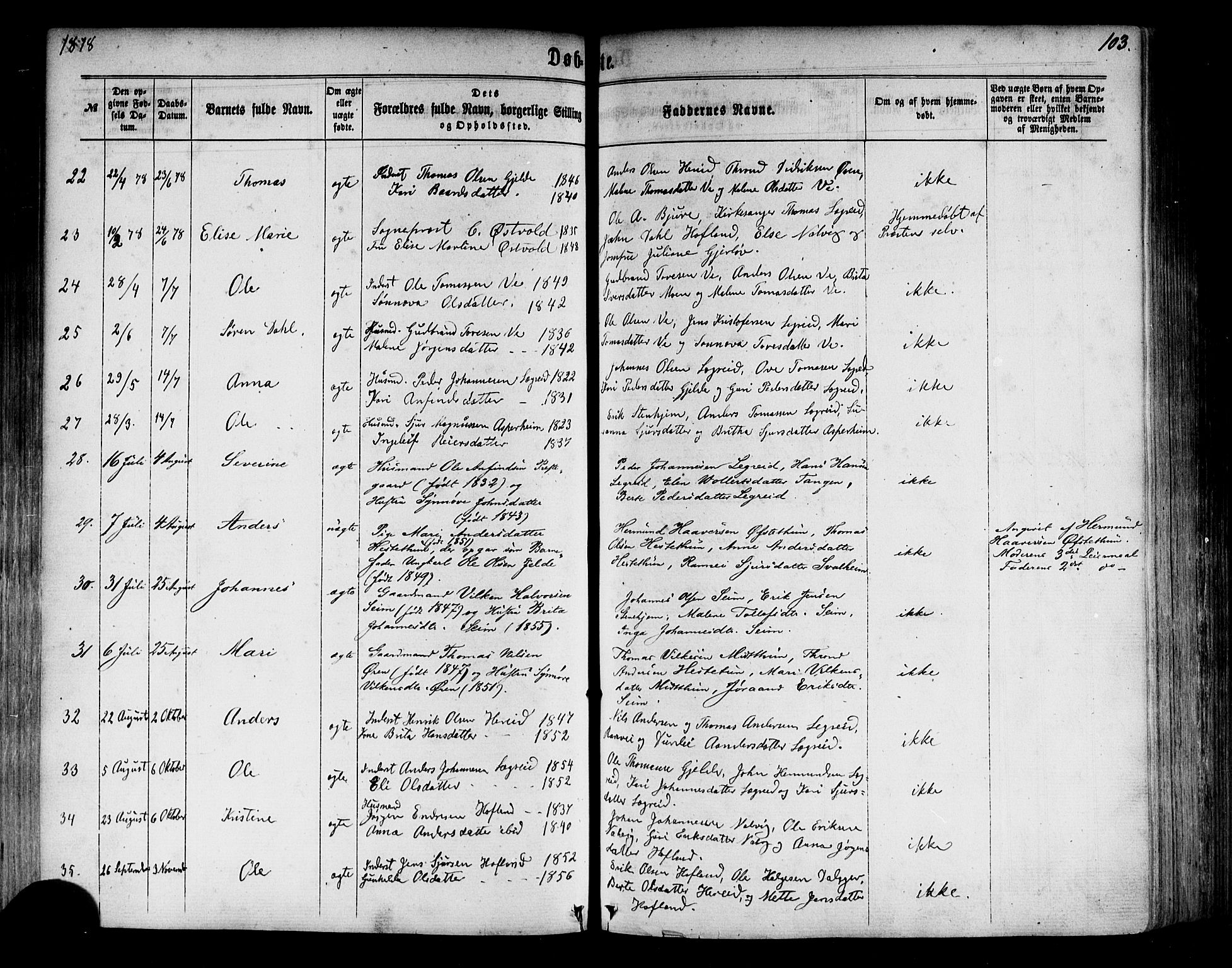 Årdal sokneprestembete, AV/SAB-A-81701: Ministerialbok nr. A 3, 1863-1886, s. 103