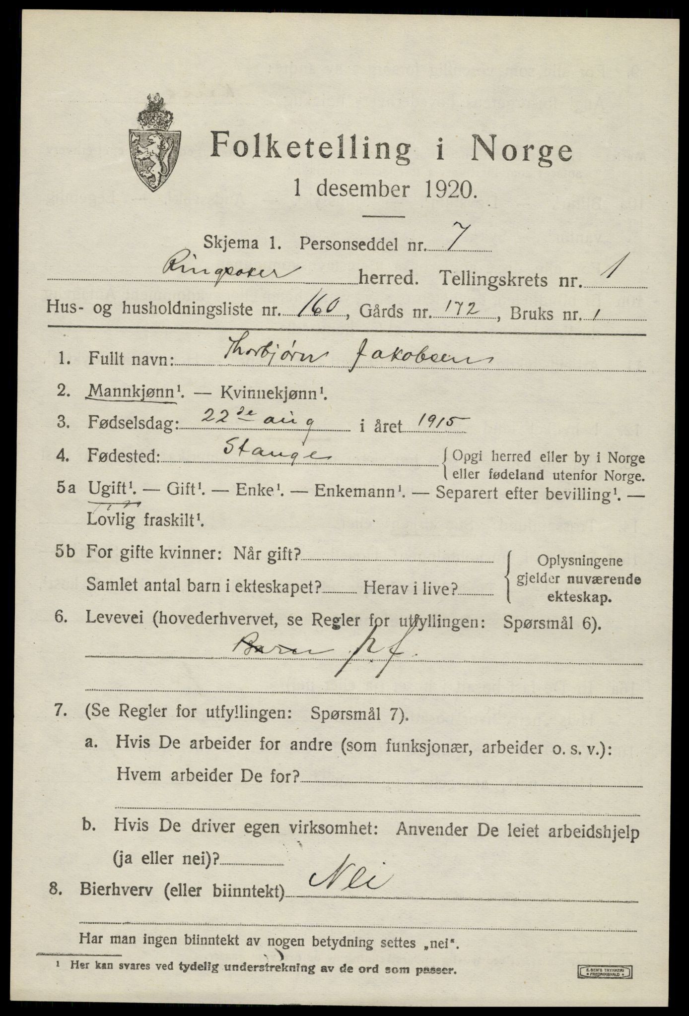SAH, Folketelling 1920 for 0412 Ringsaker herred, 1920, s. 6234