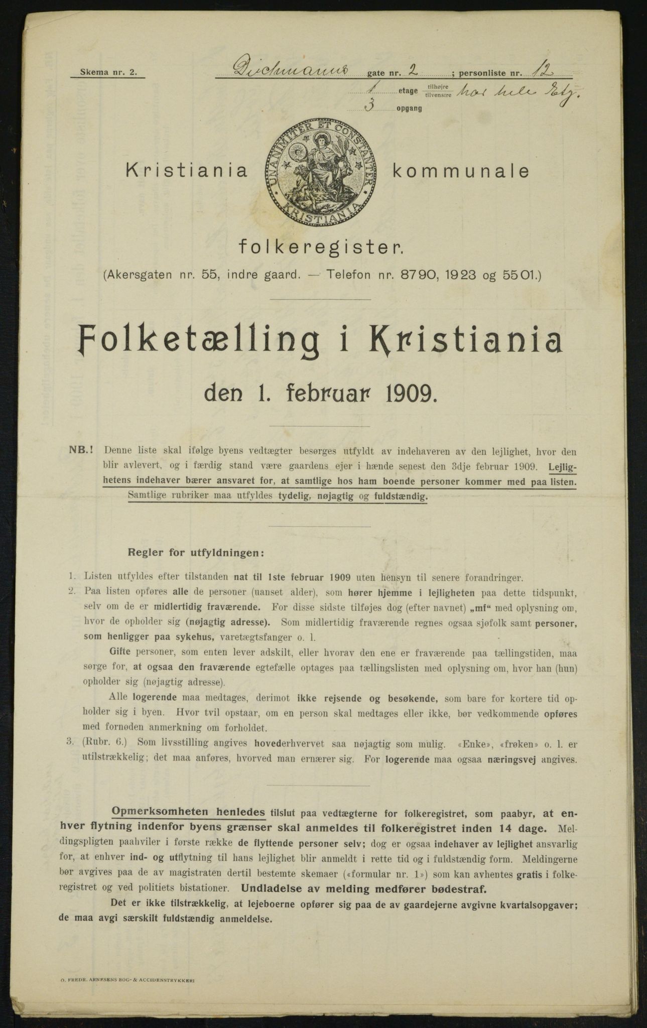 OBA, Kommunal folketelling 1.2.1909 for Kristiania kjøpstad, 1909, s. 14075