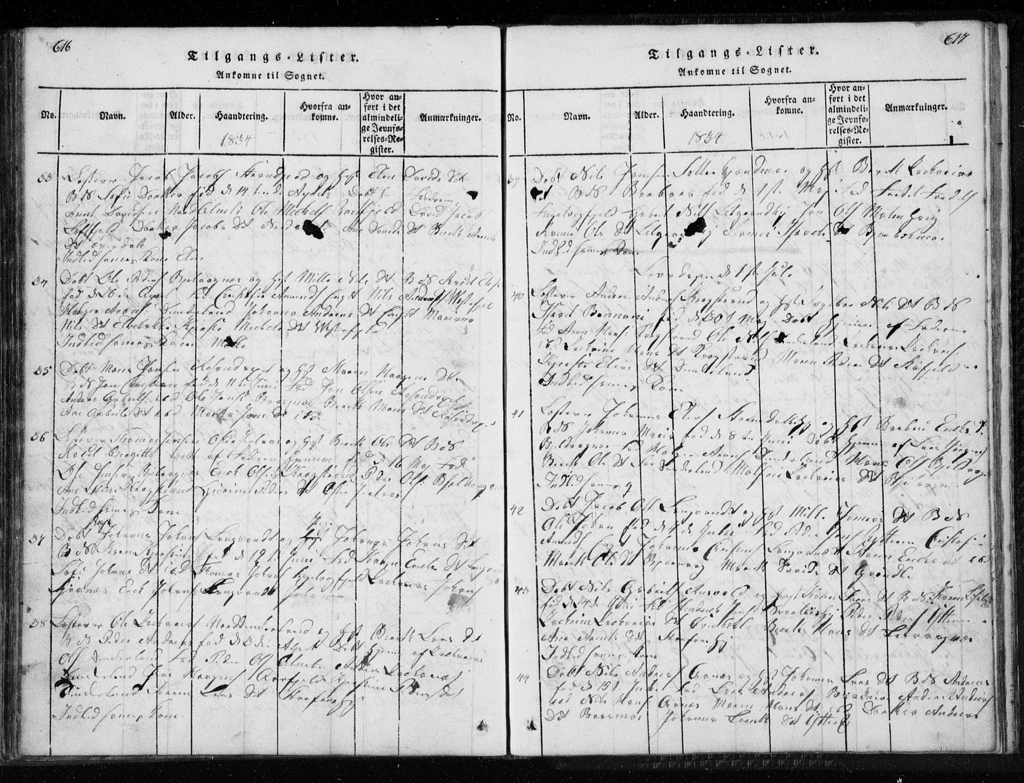 Ministerialprotokoller, klokkerbøker og fødselsregistre - Nordland, AV/SAT-A-1459/827/L0412: Klokkerbok nr. 827C01, 1820-1841, s. 616-617