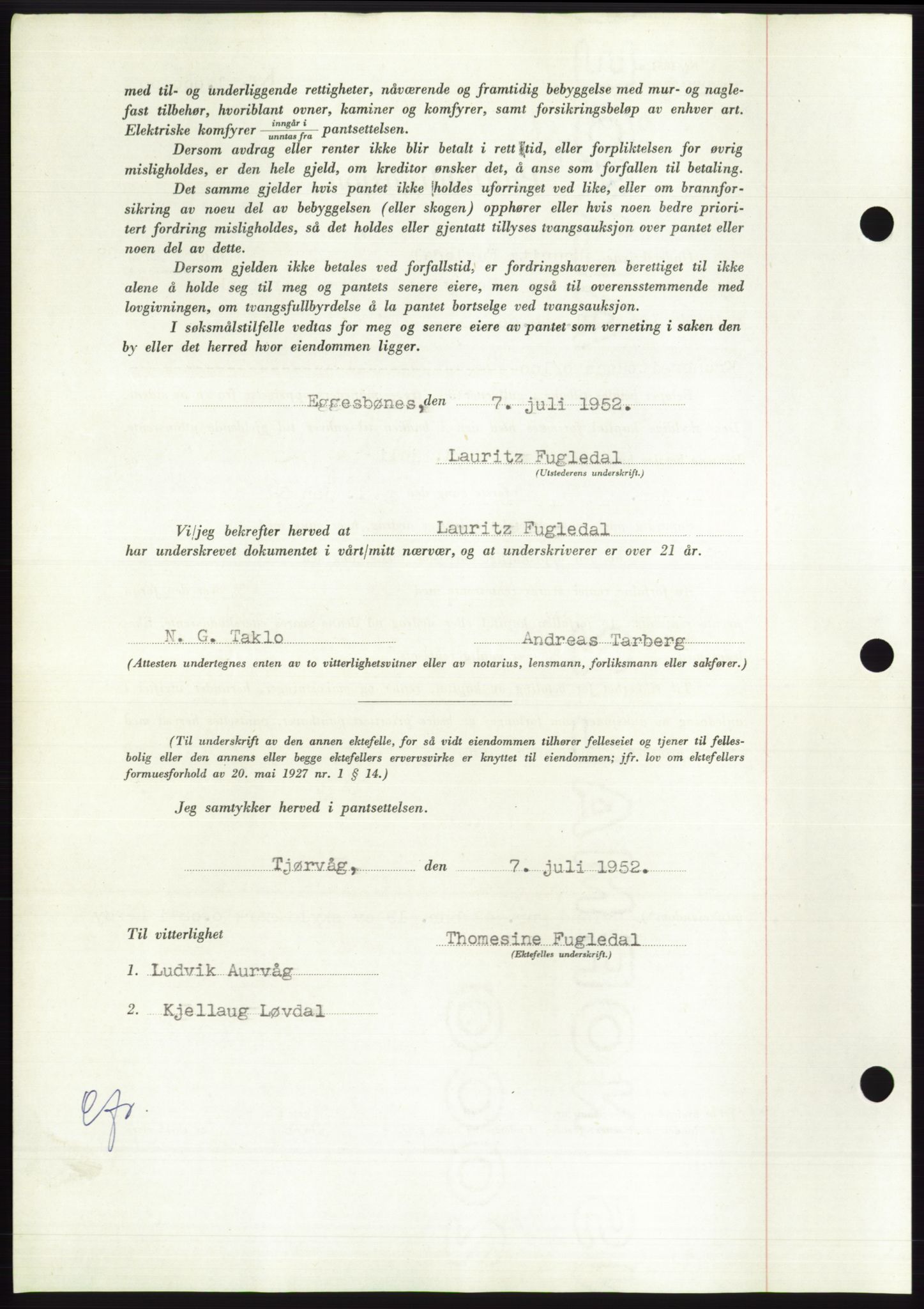 Søre Sunnmøre sorenskriveri, AV/SAT-A-4122/1/2/2C/L0121: Pantebok nr. 9B, 1951-1952, Dagboknr: 1465/1952