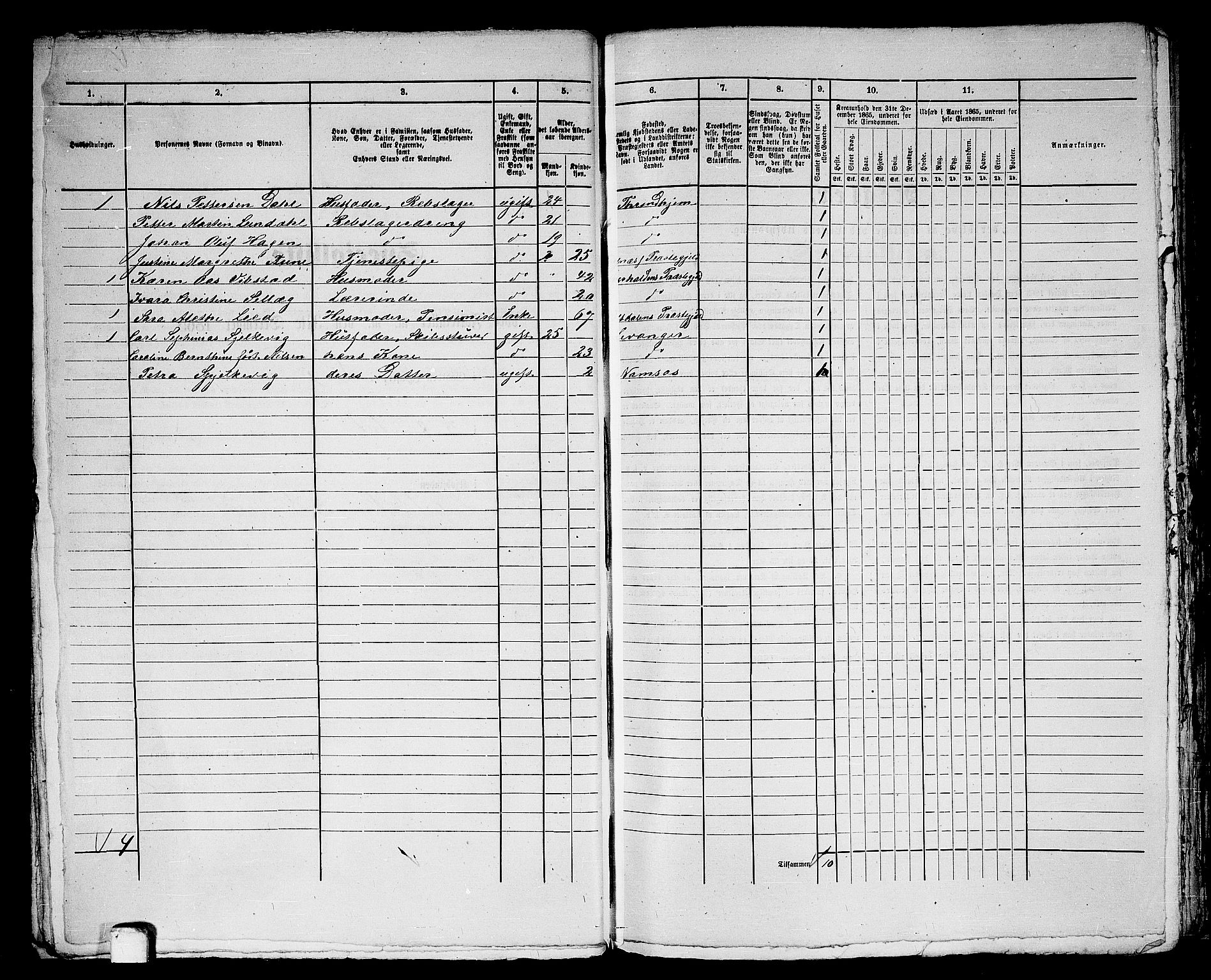 RA, Folketelling 1865 for 1703B Namsos prestegjeld, Namsos ladested, 1865, s. 49