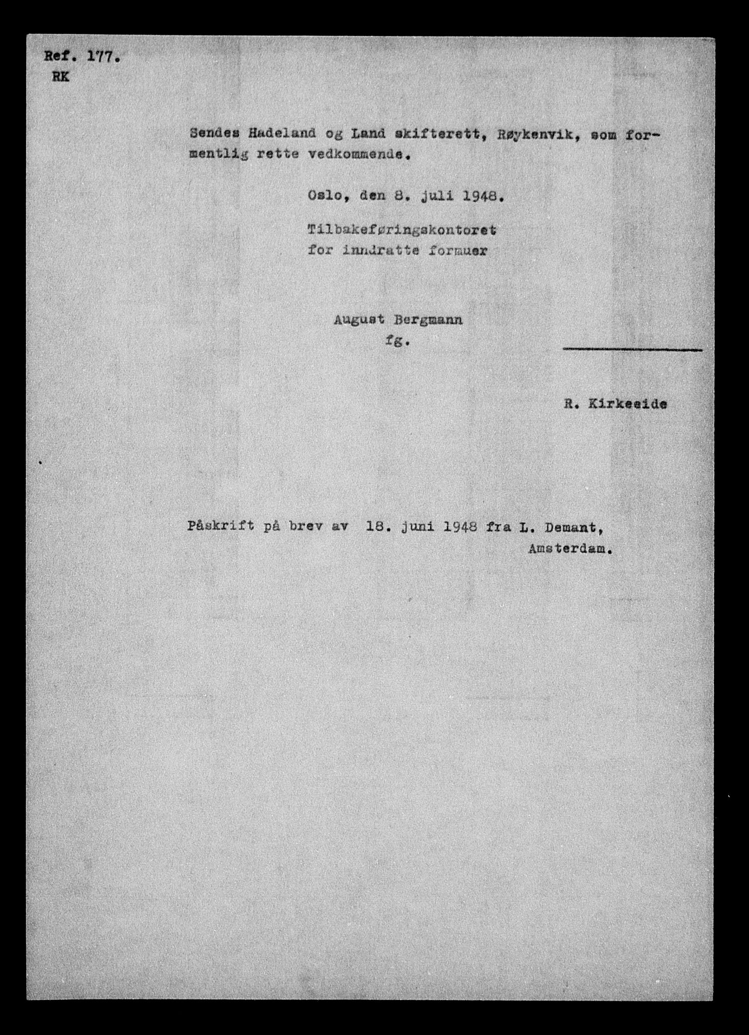 Justisdepartementet, Tilbakeføringskontoret for inndratte formuer, RA/S-1564/H/Hc/Hcd/L0991: --, 1945-1947, s. 565