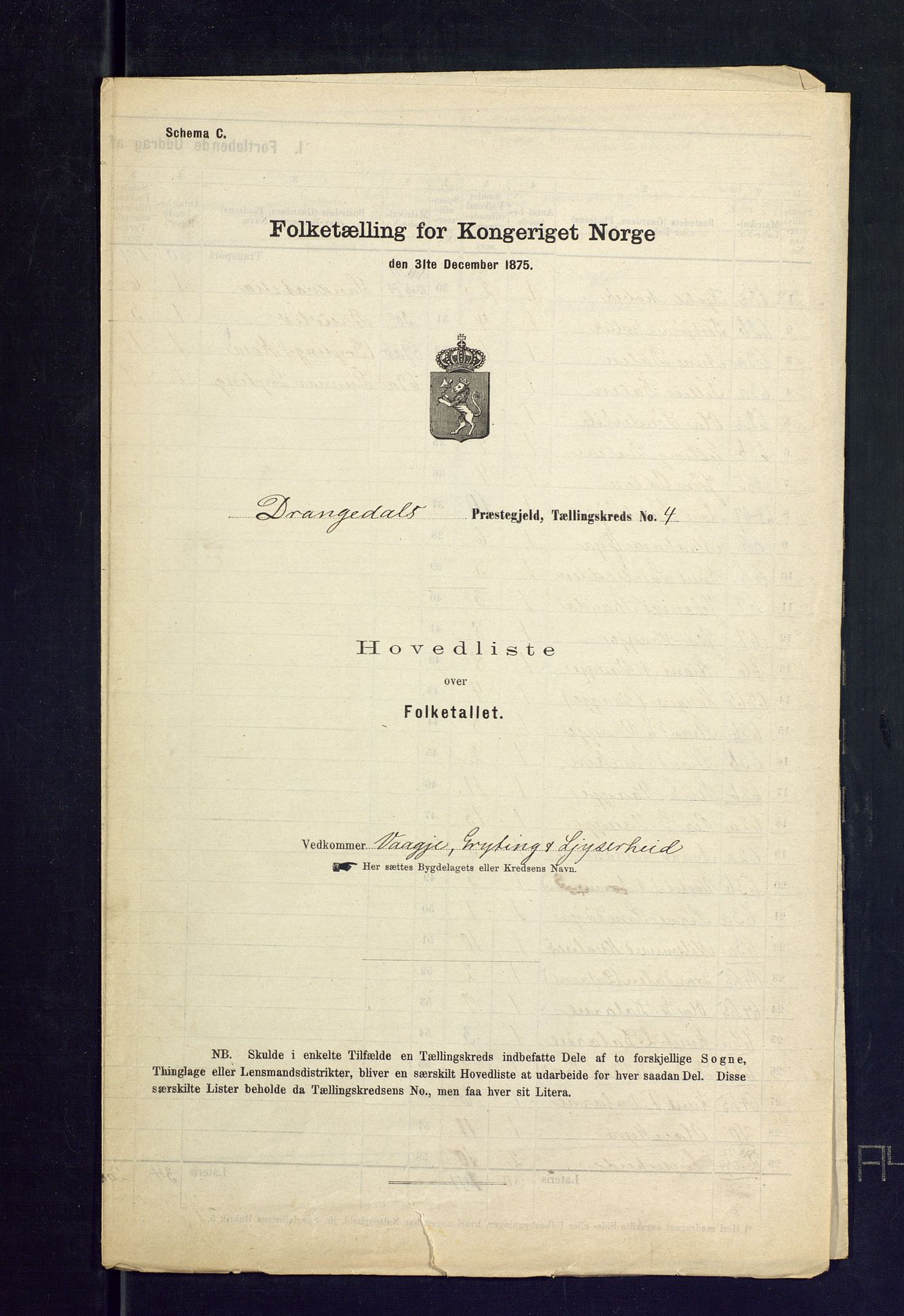 SAKO, Folketelling 1875 for 0817P Drangedal prestegjeld, 1875, s. 14