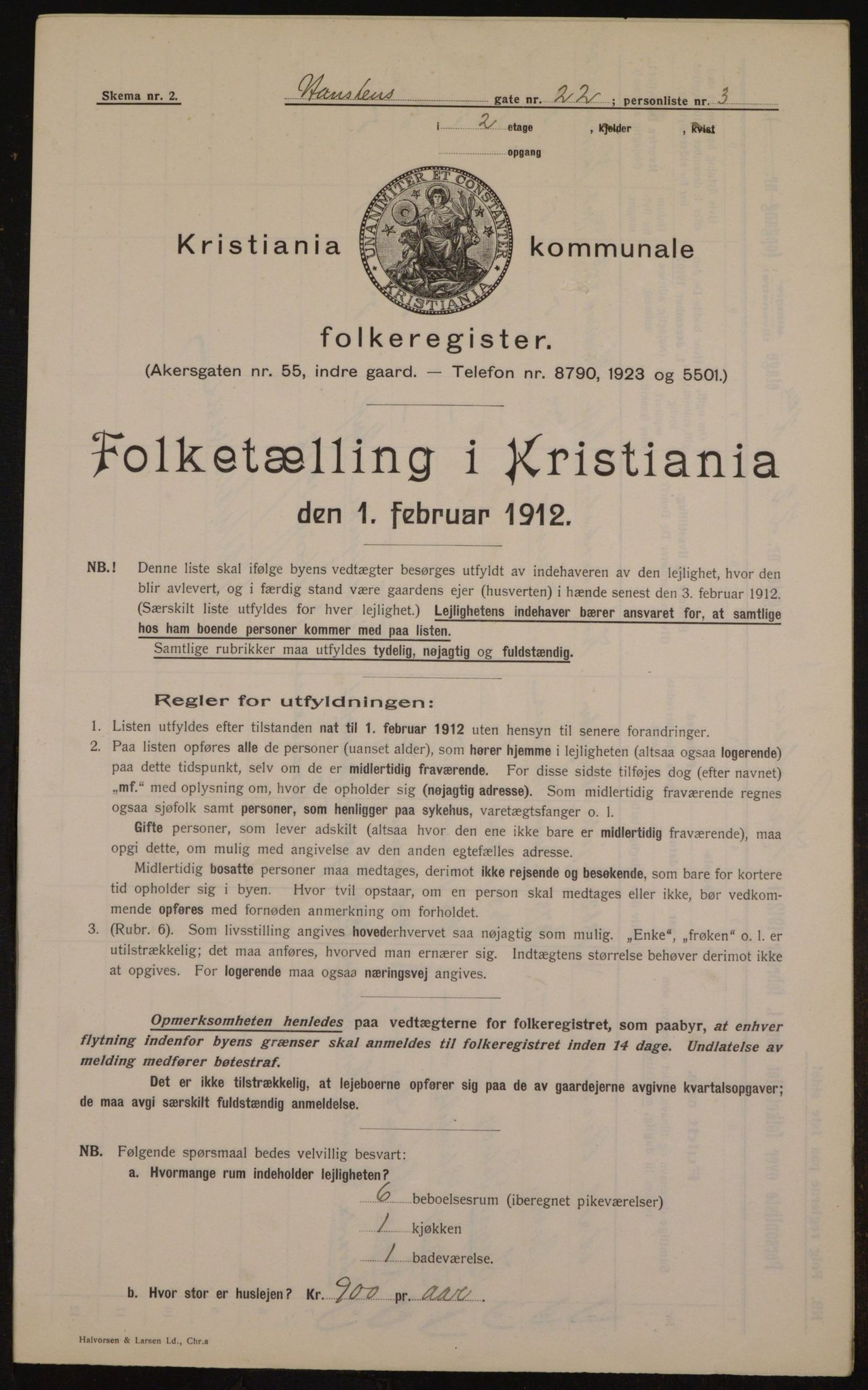 OBA, Kommunal folketelling 1.2.1912 for Kristiania, 1912, s. 34990