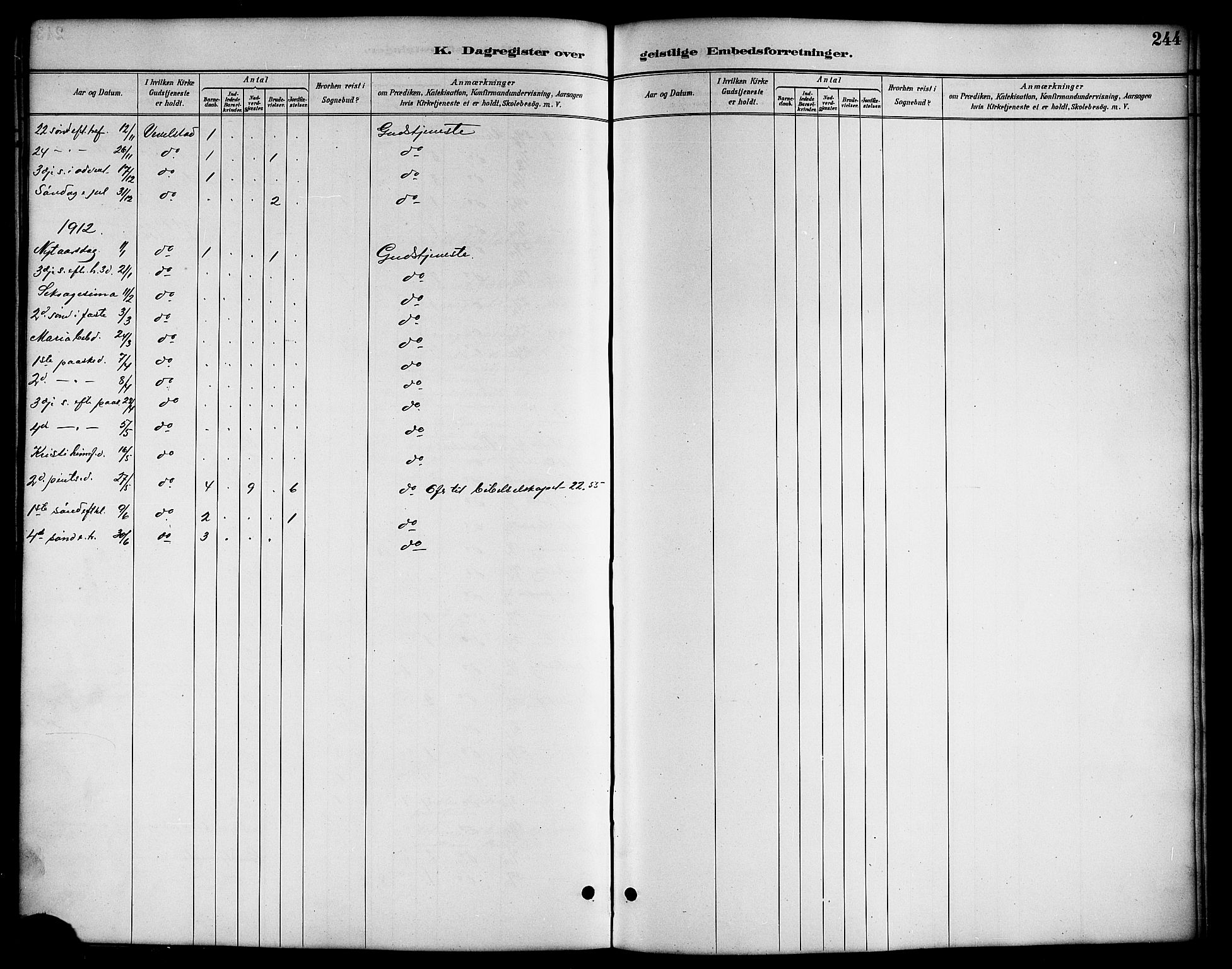 Ministerialprotokoller, klokkerbøker og fødselsregistre - Nordland, SAT/A-1459/819/L0277: Klokkerbok nr. 819C03, 1888-1917, s. 244