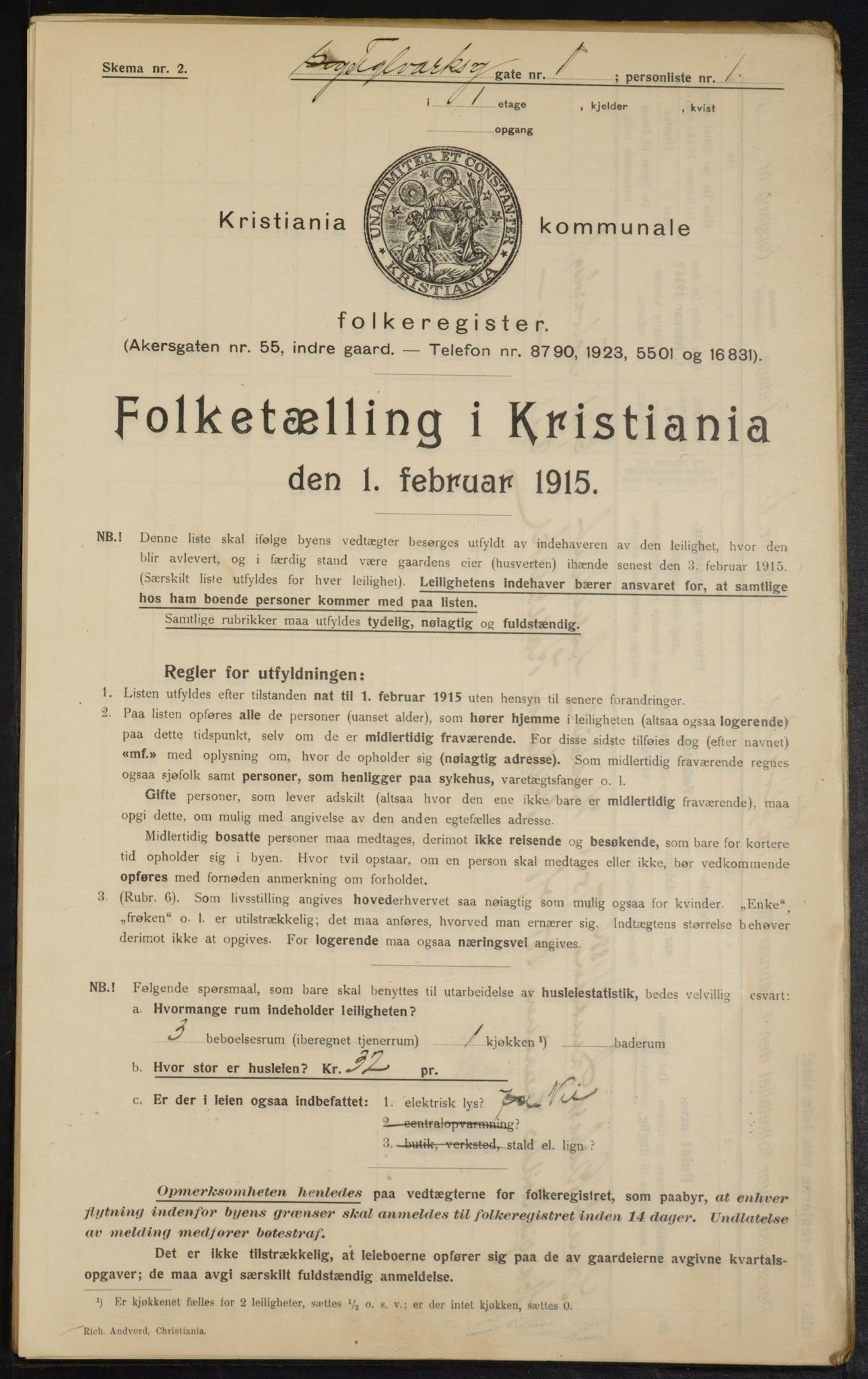 OBA, Kommunal folketelling 1.2.1915 for Kristiania, 1915, s. 107596